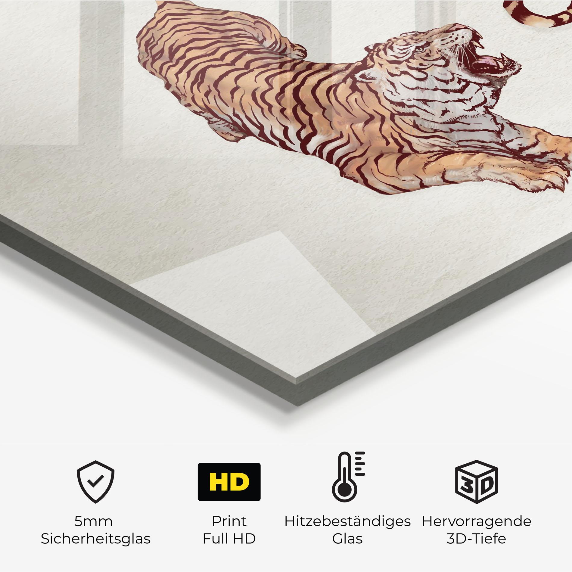 Küchenrückwand Glas Tiger Fight mockup 2