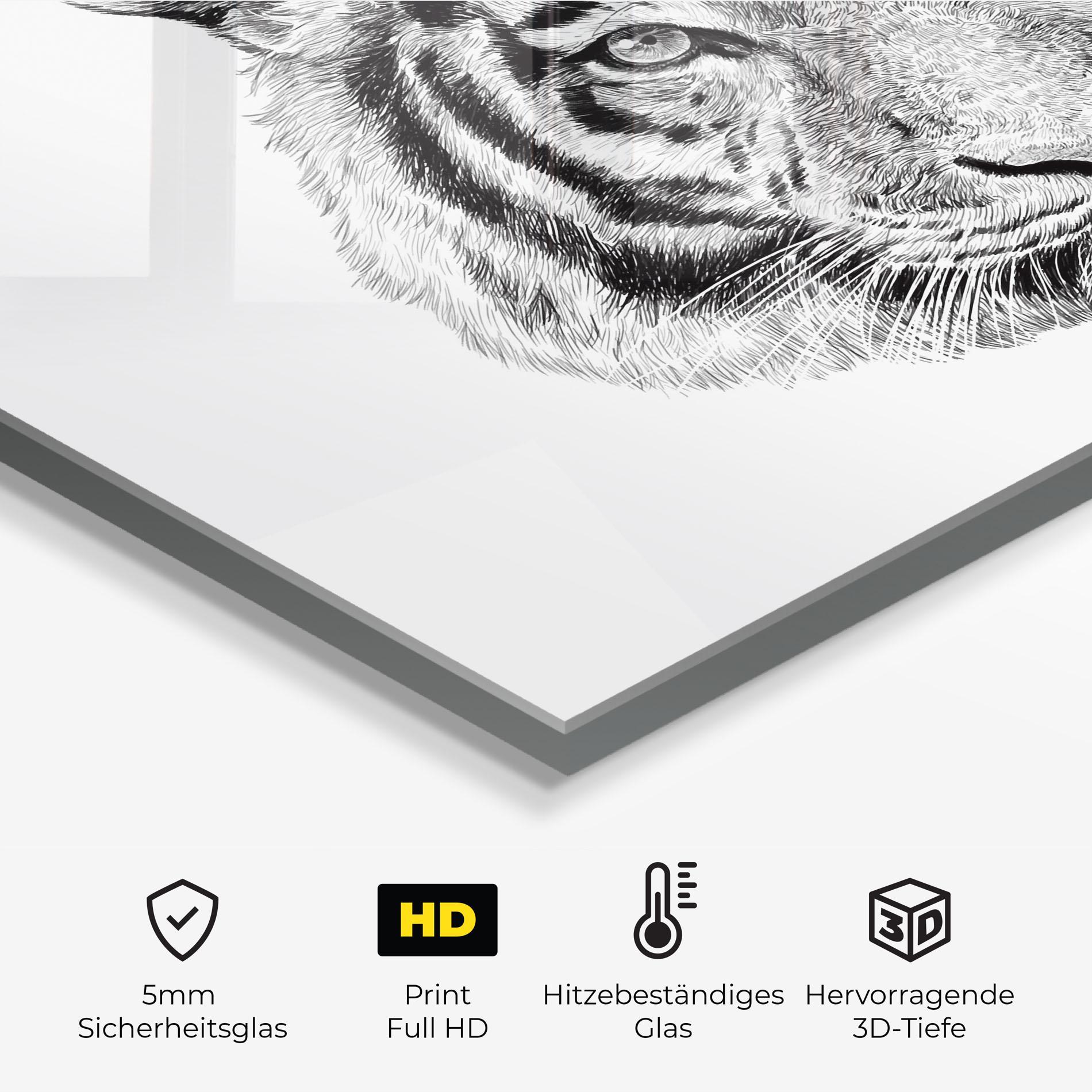 Küchenrückwand Glas Tiger Line Head mockup 2