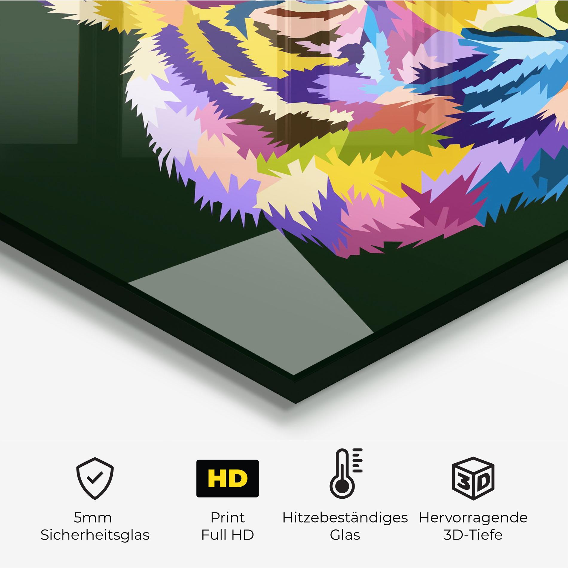 Küchenrückwand Glas Tiger On Green mockup 2