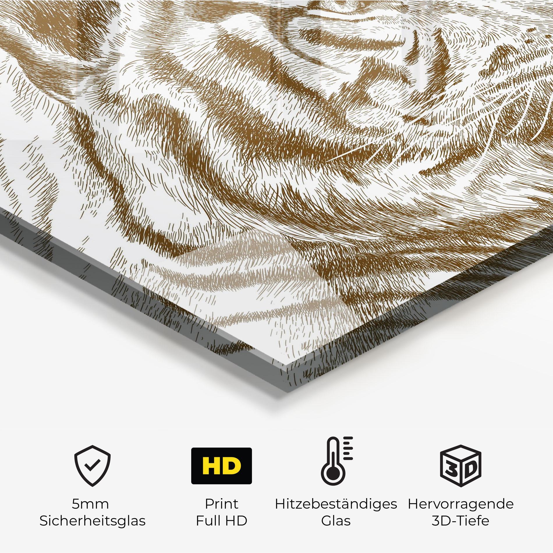 Küchenrückwand Glas Tigerf Brown Head mockup 2