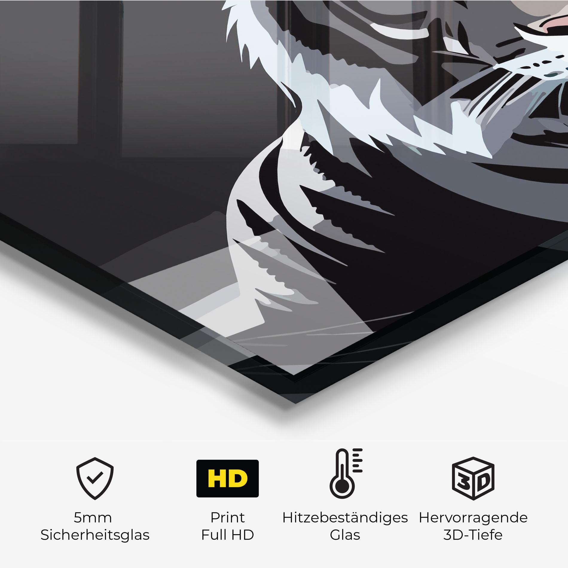 Küchenrückwand Glas White Grey Tiger mockup 2