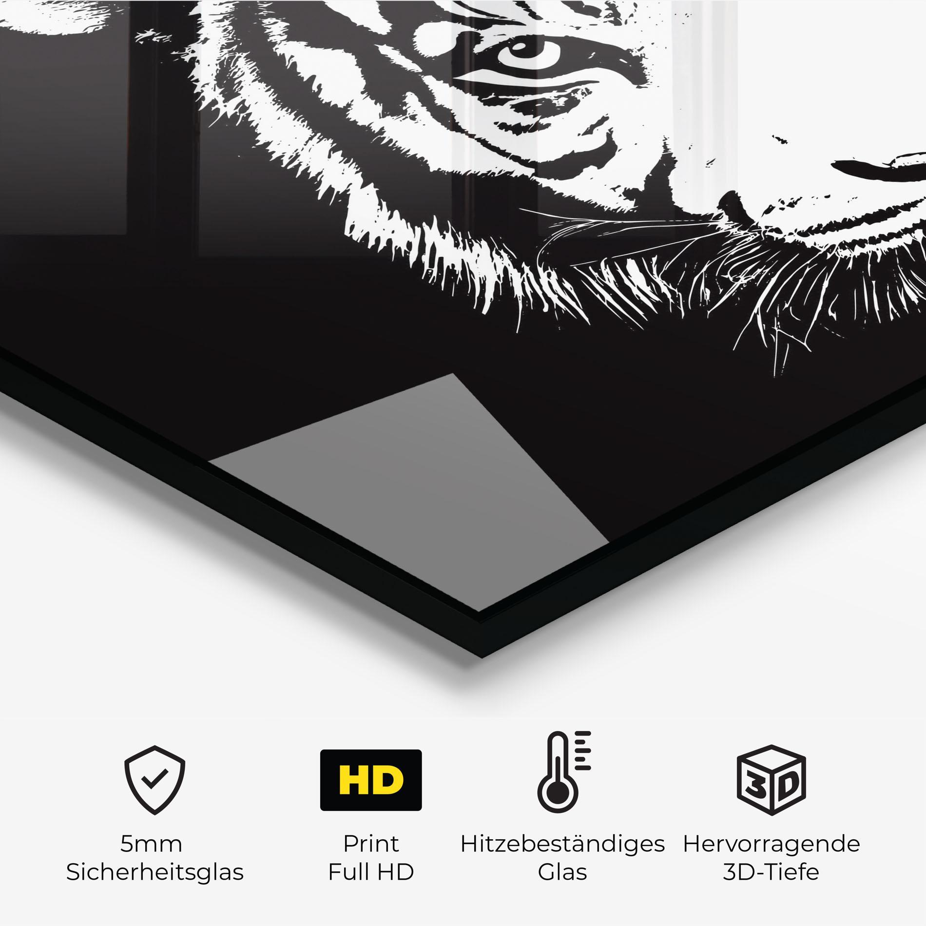 Küchenrückwand Glas White Head Tiger mockup 2