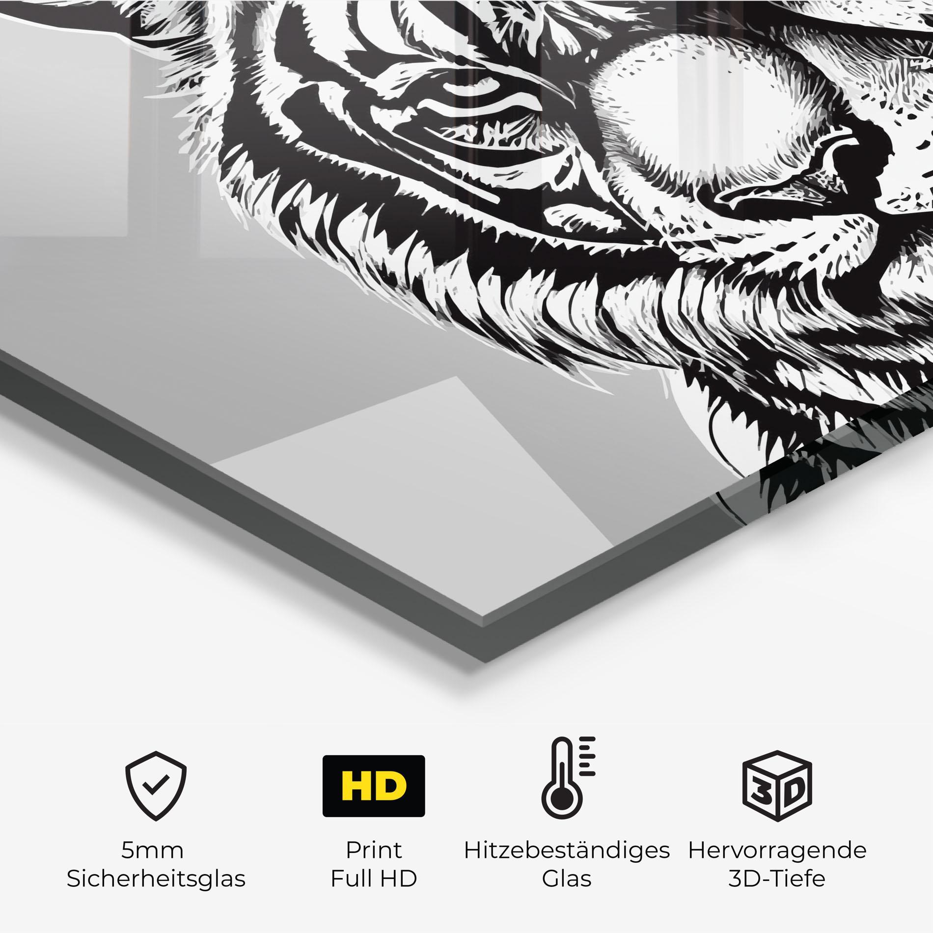 Küchenrückwand Glas White Tiger Grey mockup 2