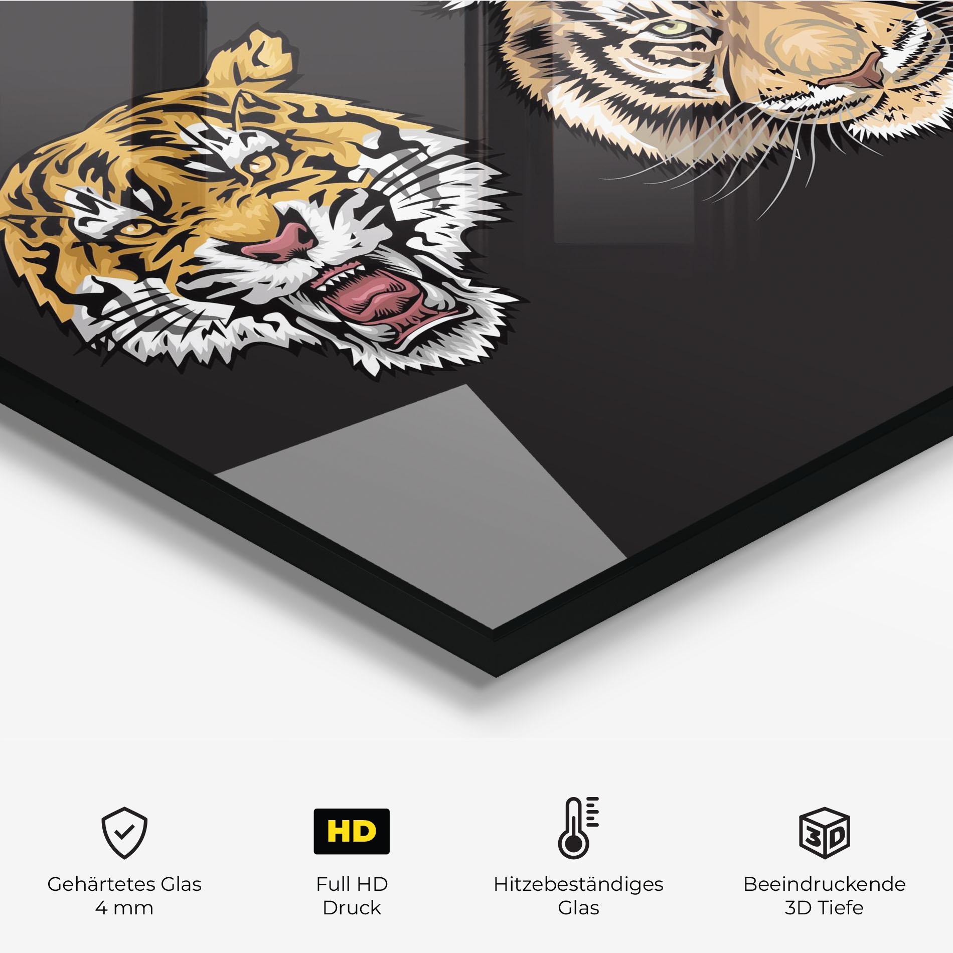 Küchenrückwand Glas 3 Tigers mockup 2