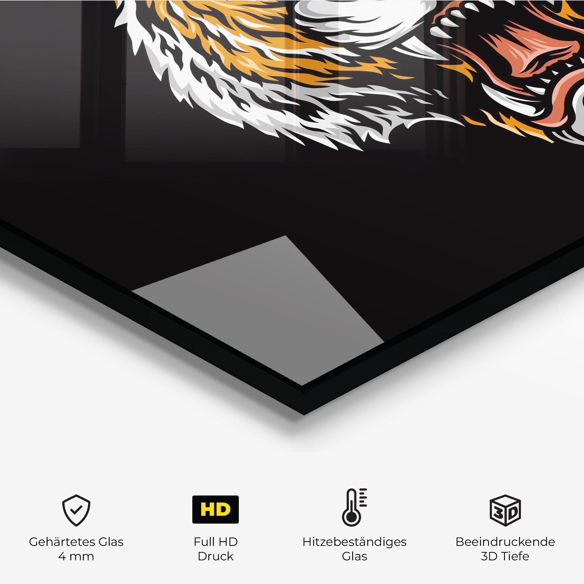 Küchenrückwand Glas Angry Orange Tiger mockup 2