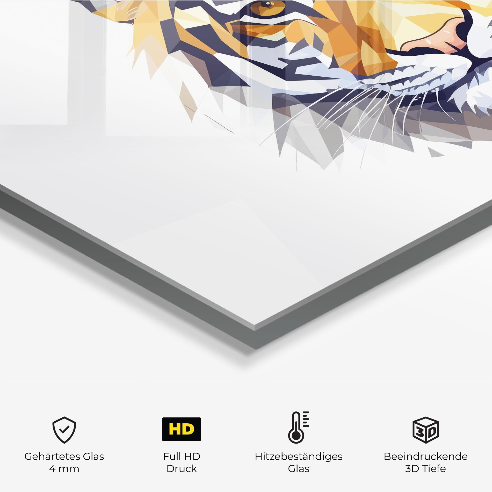 Küchenrückwand Glas Beautifu Tiger Portrait mockup 2