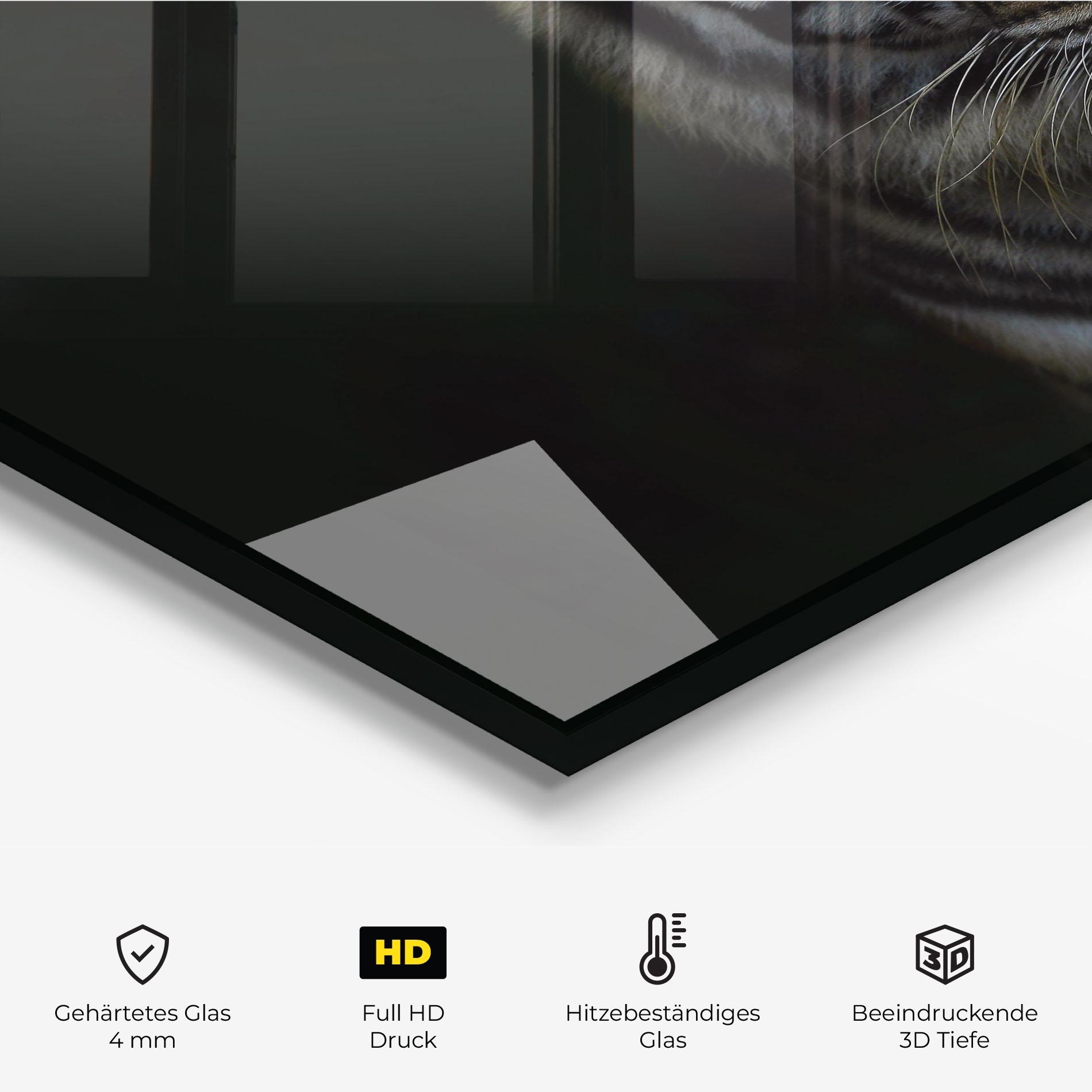 Küchenrückwand Glas Close Up Tiger mockup 2