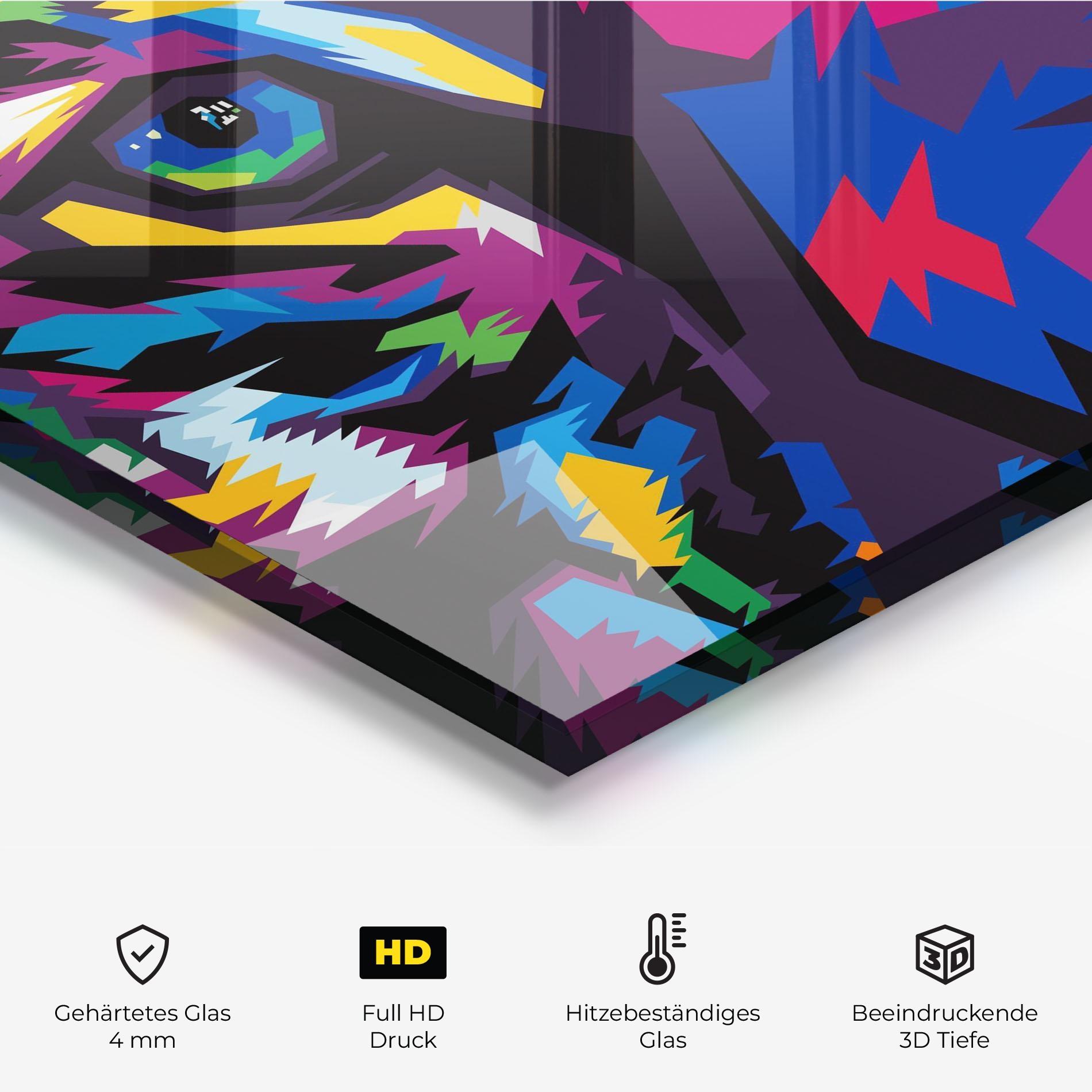 Küchenrückwand Glas Colourul Tiger Eyes mockup 2