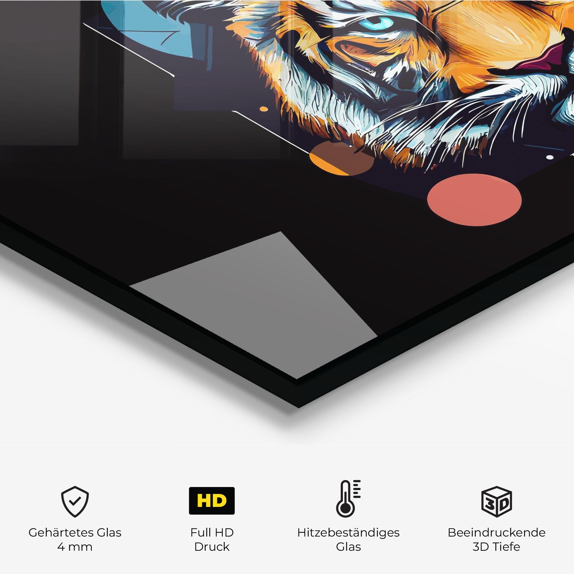 Küchenrückwand Glas Geometric Tiger mockup 2