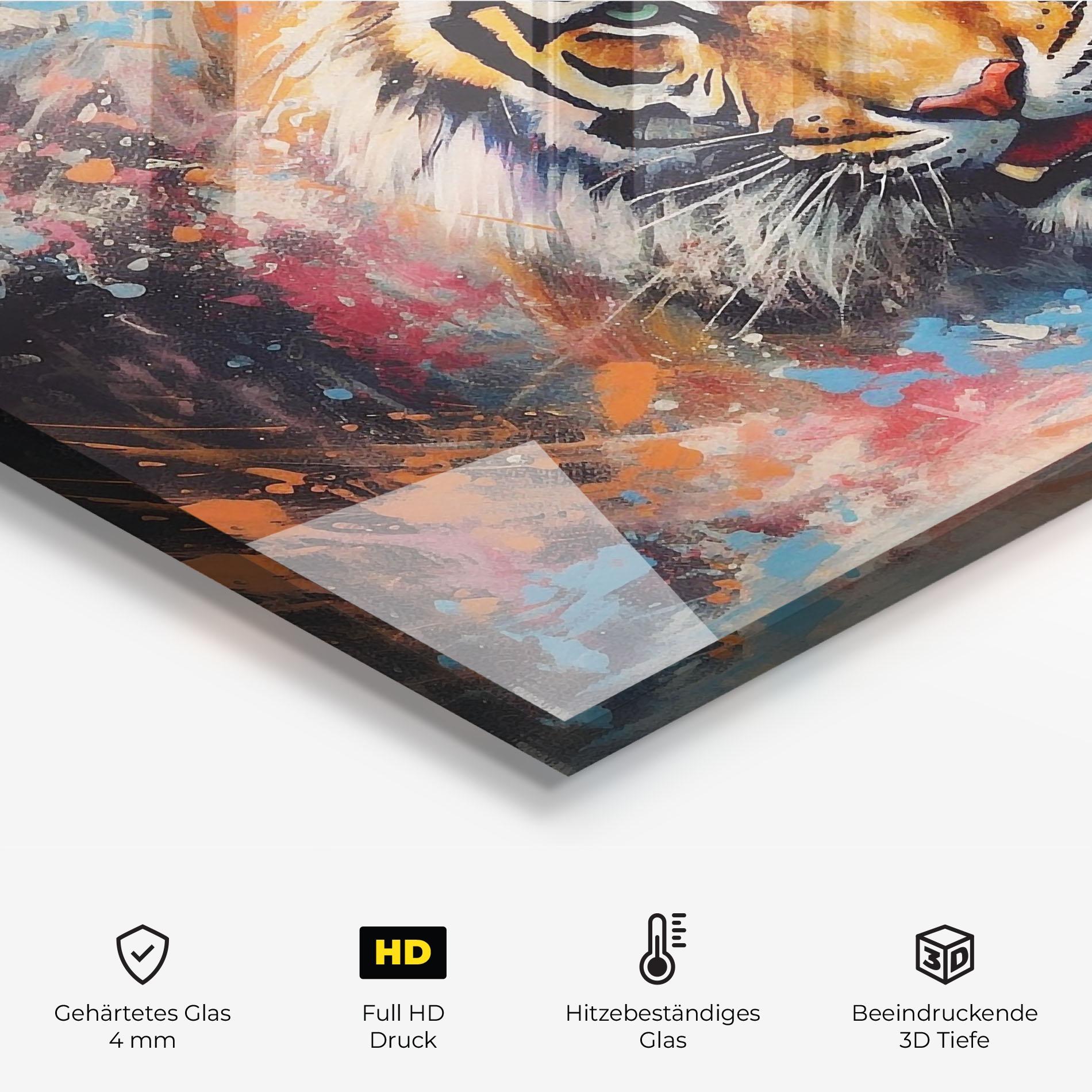 Küchenrückwand Glas Orange Tiger Painting mockup 2