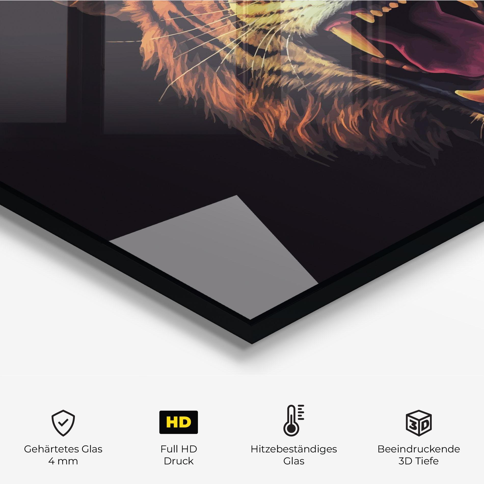 Küchenrückwand Glas Tiger Bite mockup 2