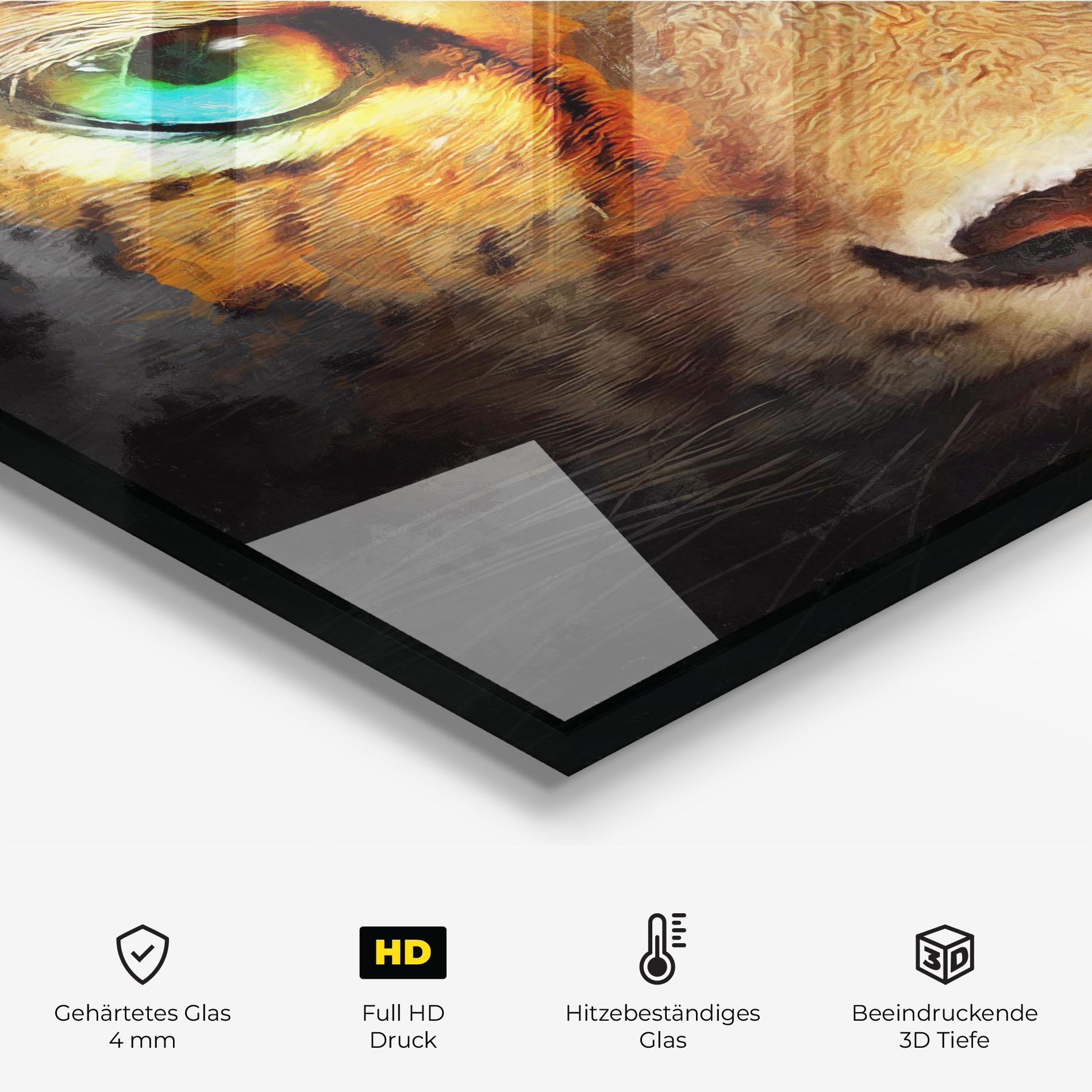 Küchenrückwand Glas Tiger Eyes mockup 2