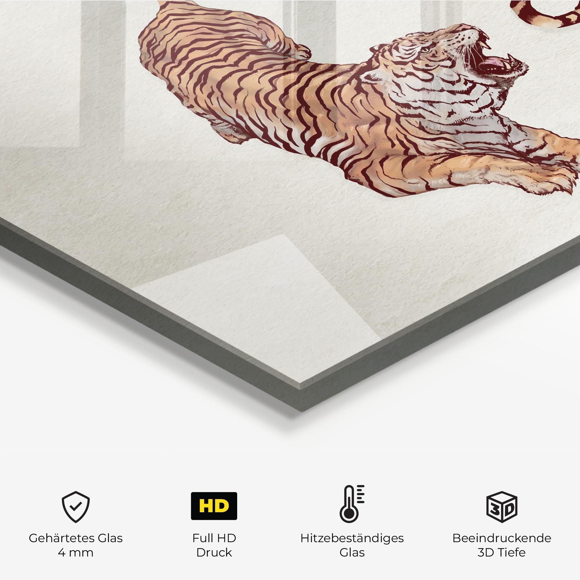 Küchenrückwand Glas Tiger Fight mockup 2
