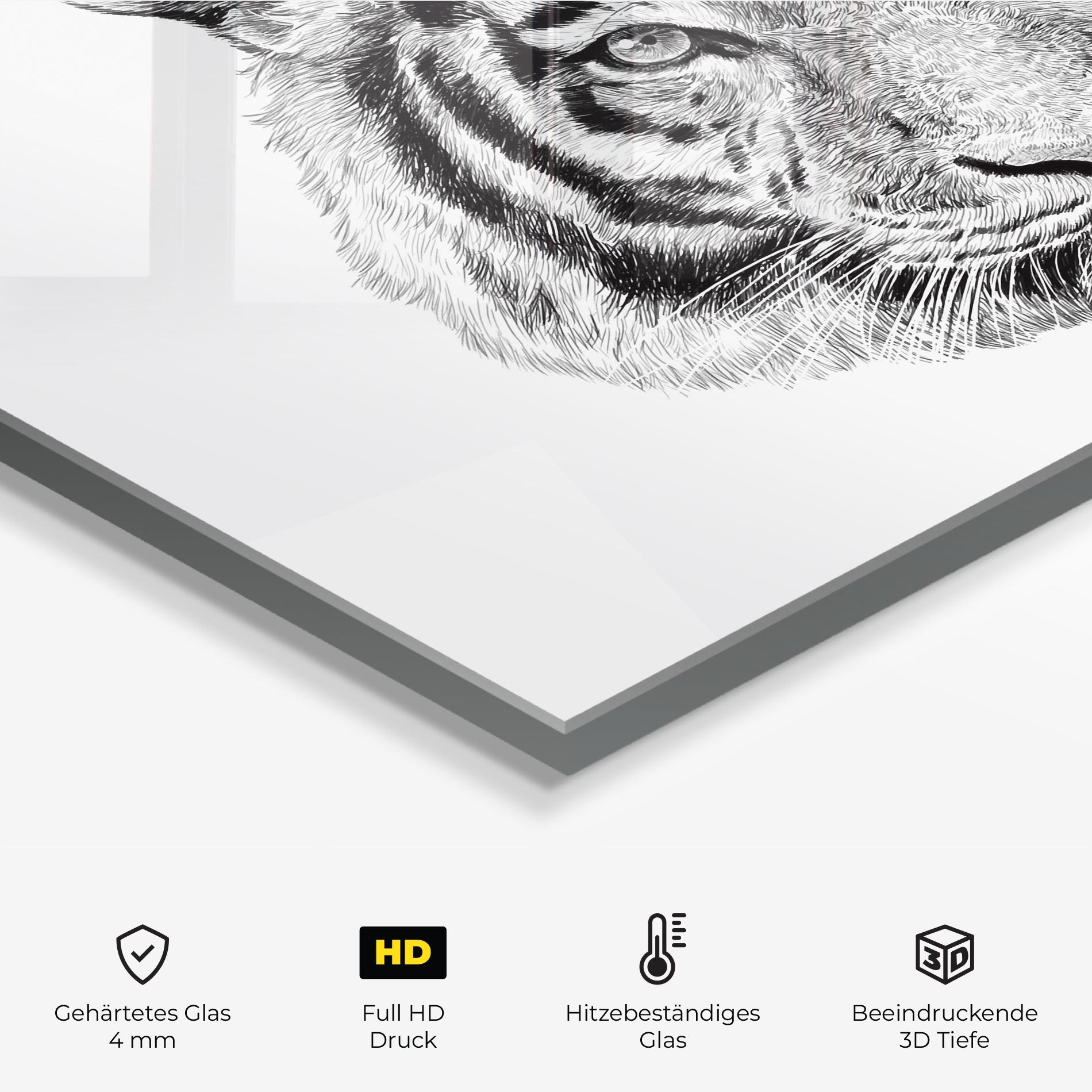 Küchenrückwand Glas Tiger Line Head mockup 2