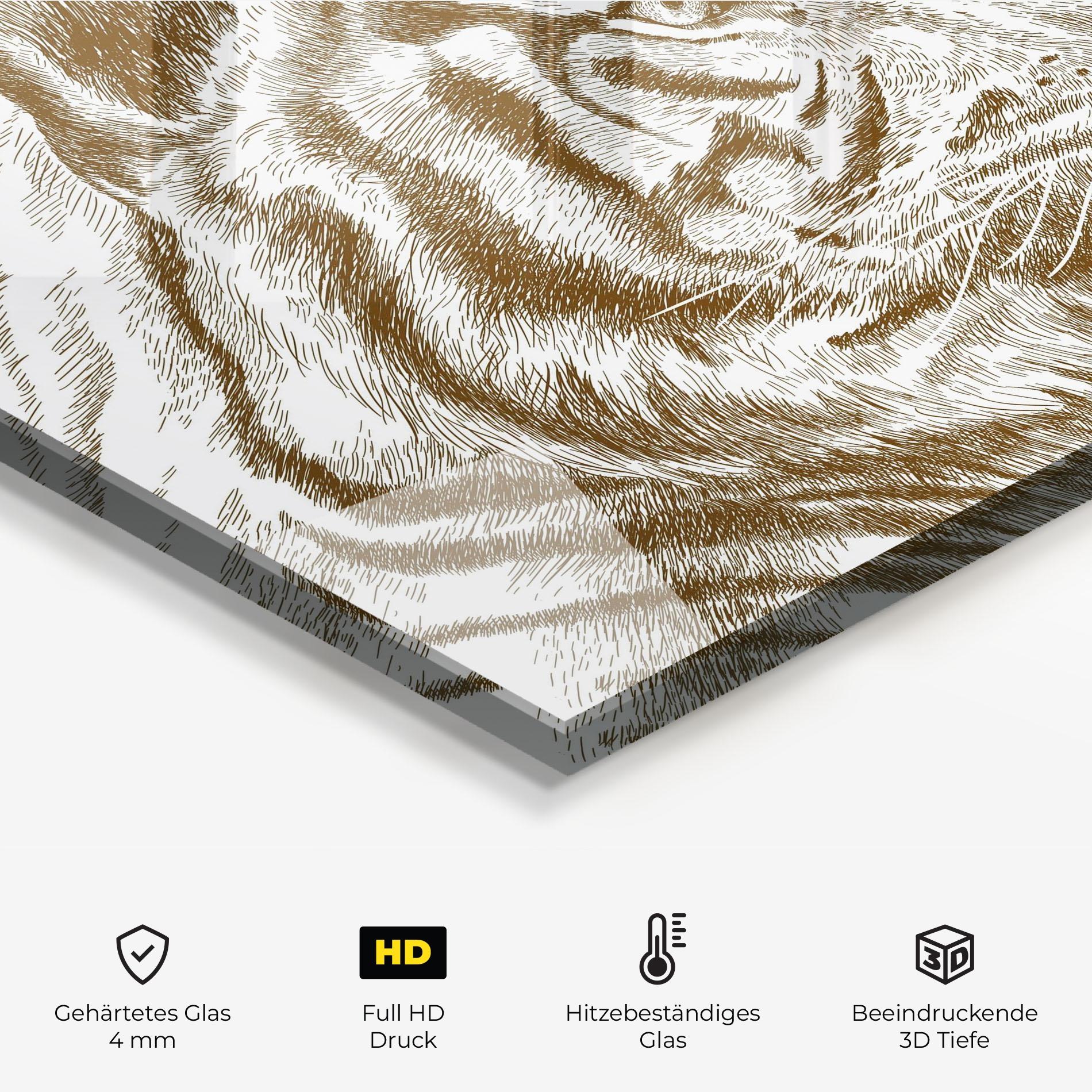 Küchenrückwand Glas Tigerf Brown Head mockup 2