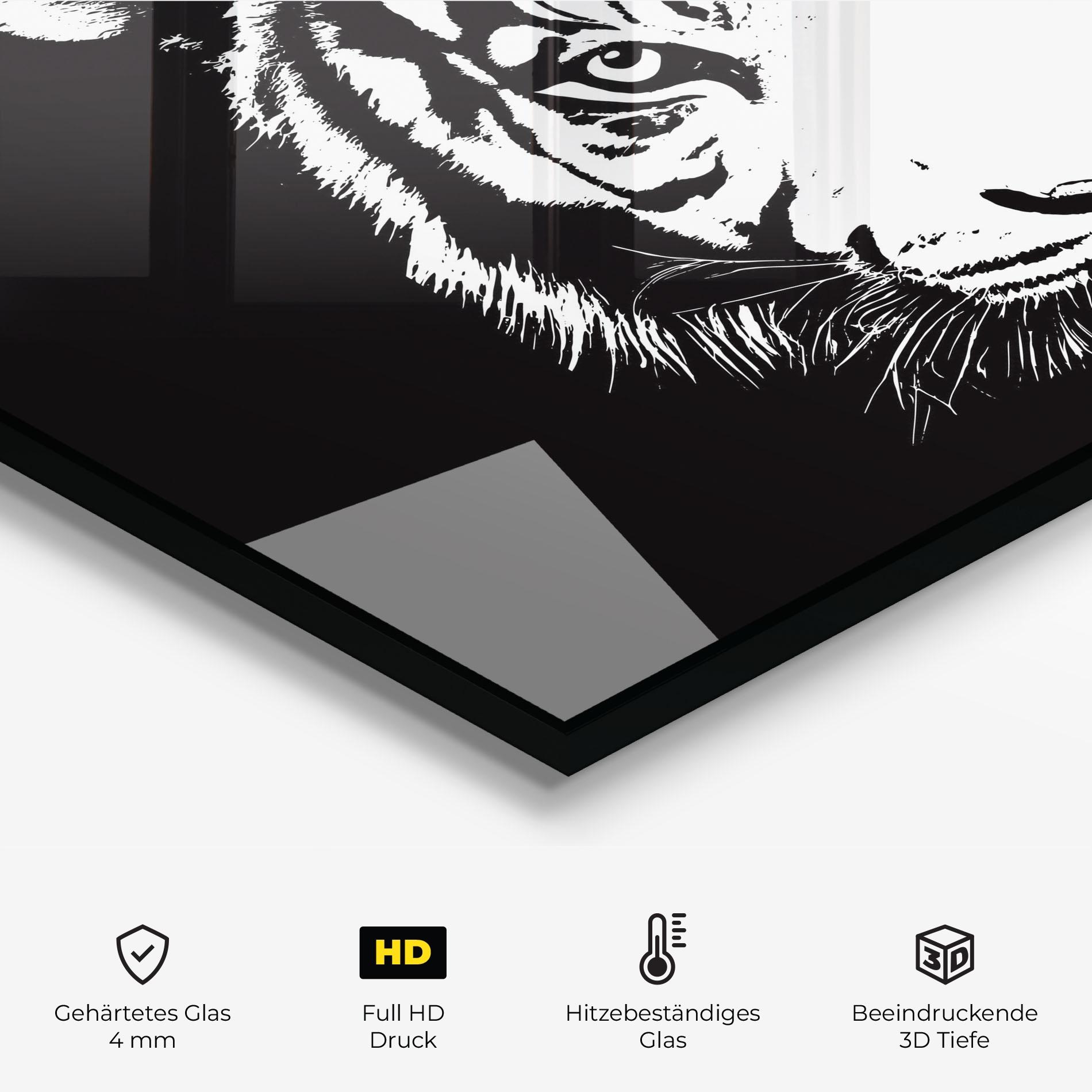 Küchenrückwand Glas White Head Tiger mockup 2