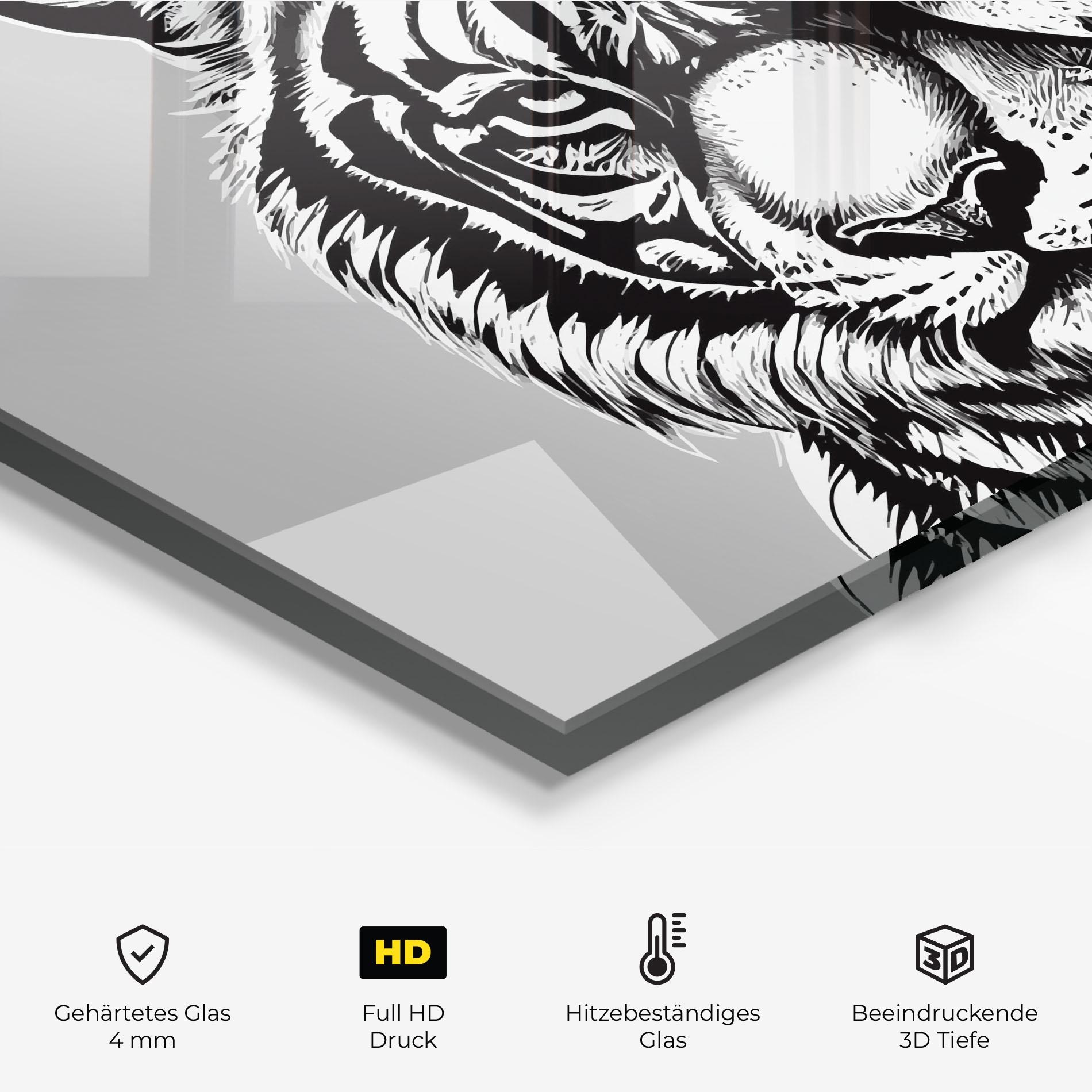 Küchenrückwand Glas White Tiger Grey mockup 2