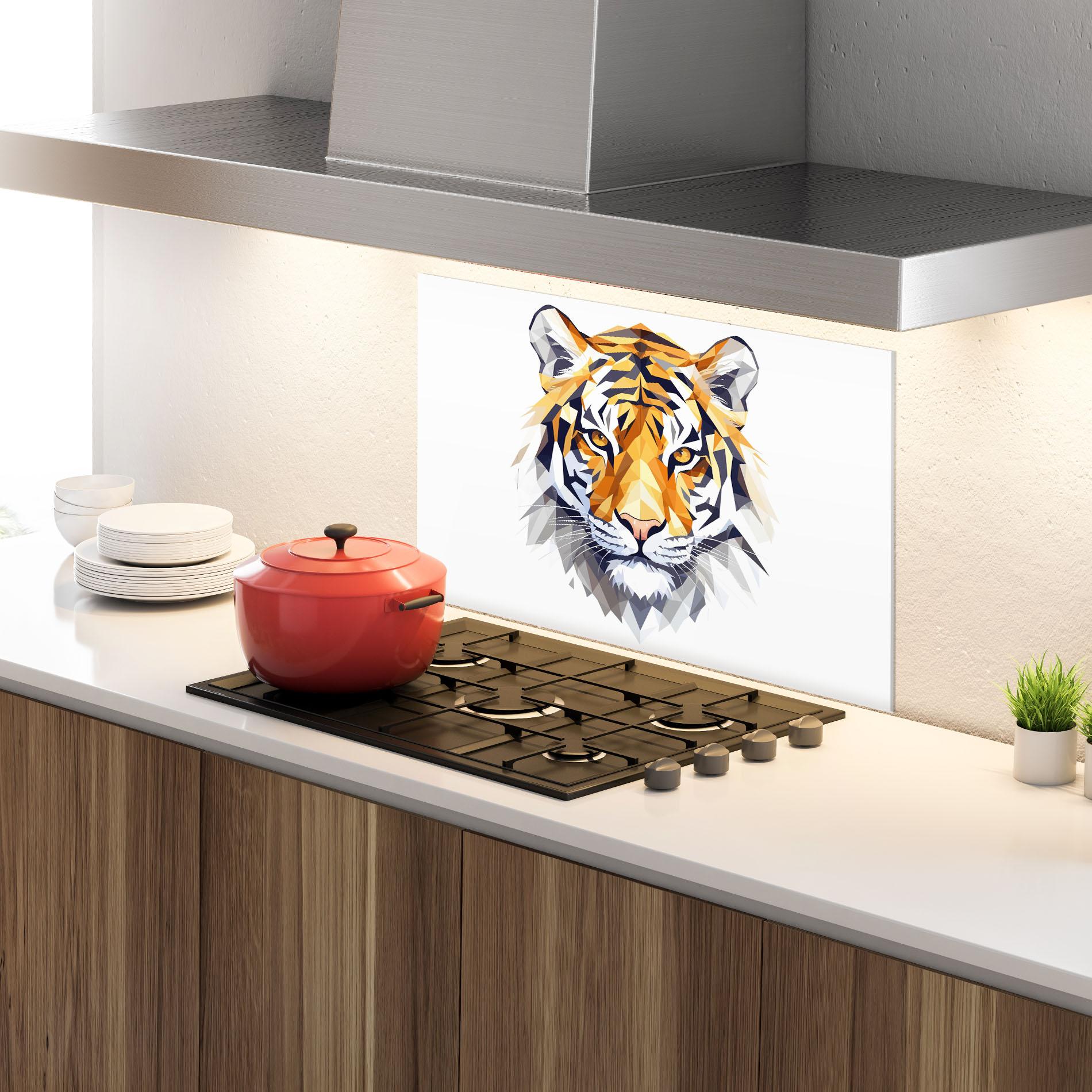 Küchenrückwand Glas Beautifu Tiger Portrait mockup 4