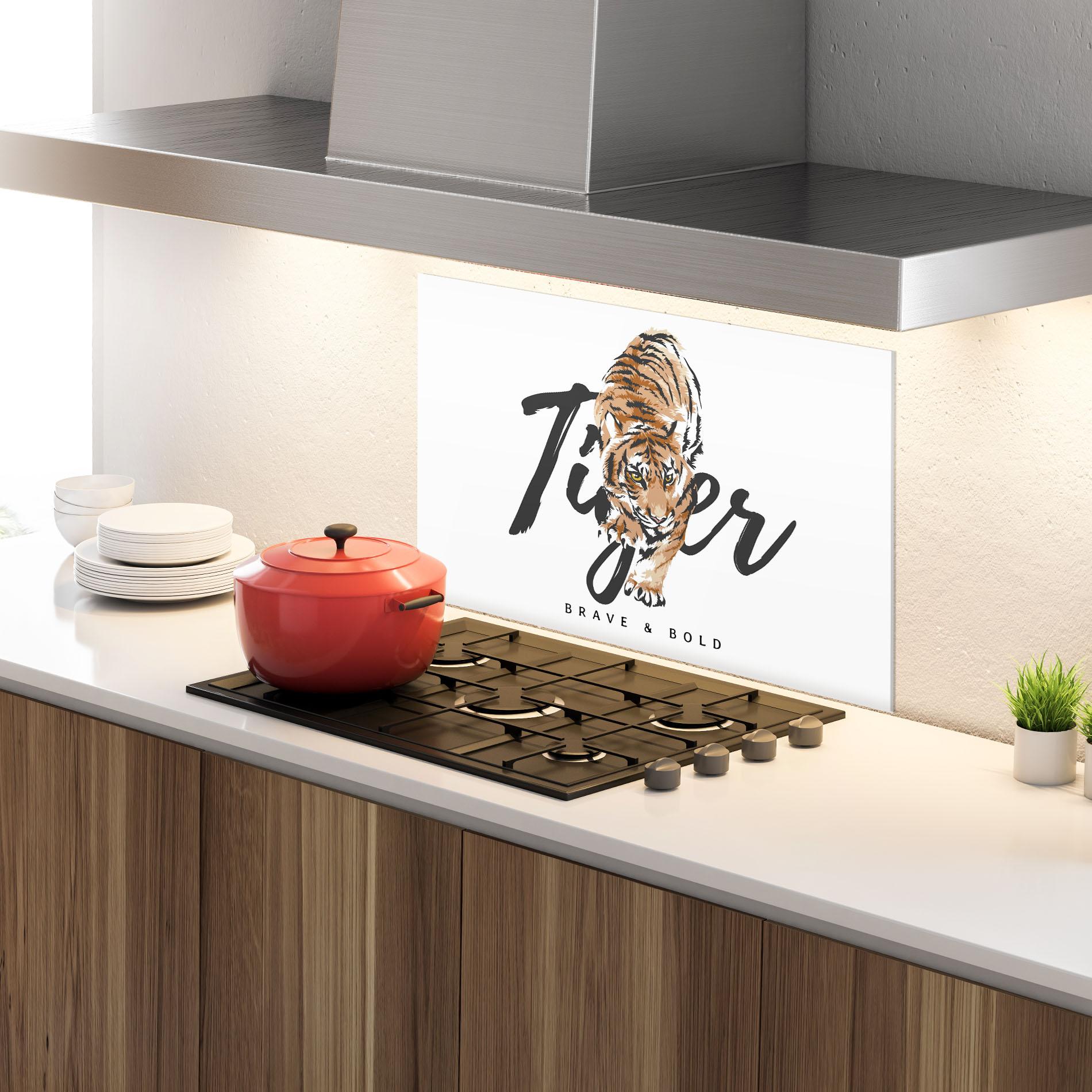 Küchenrückwand Glas Brave And Bold mockup 4