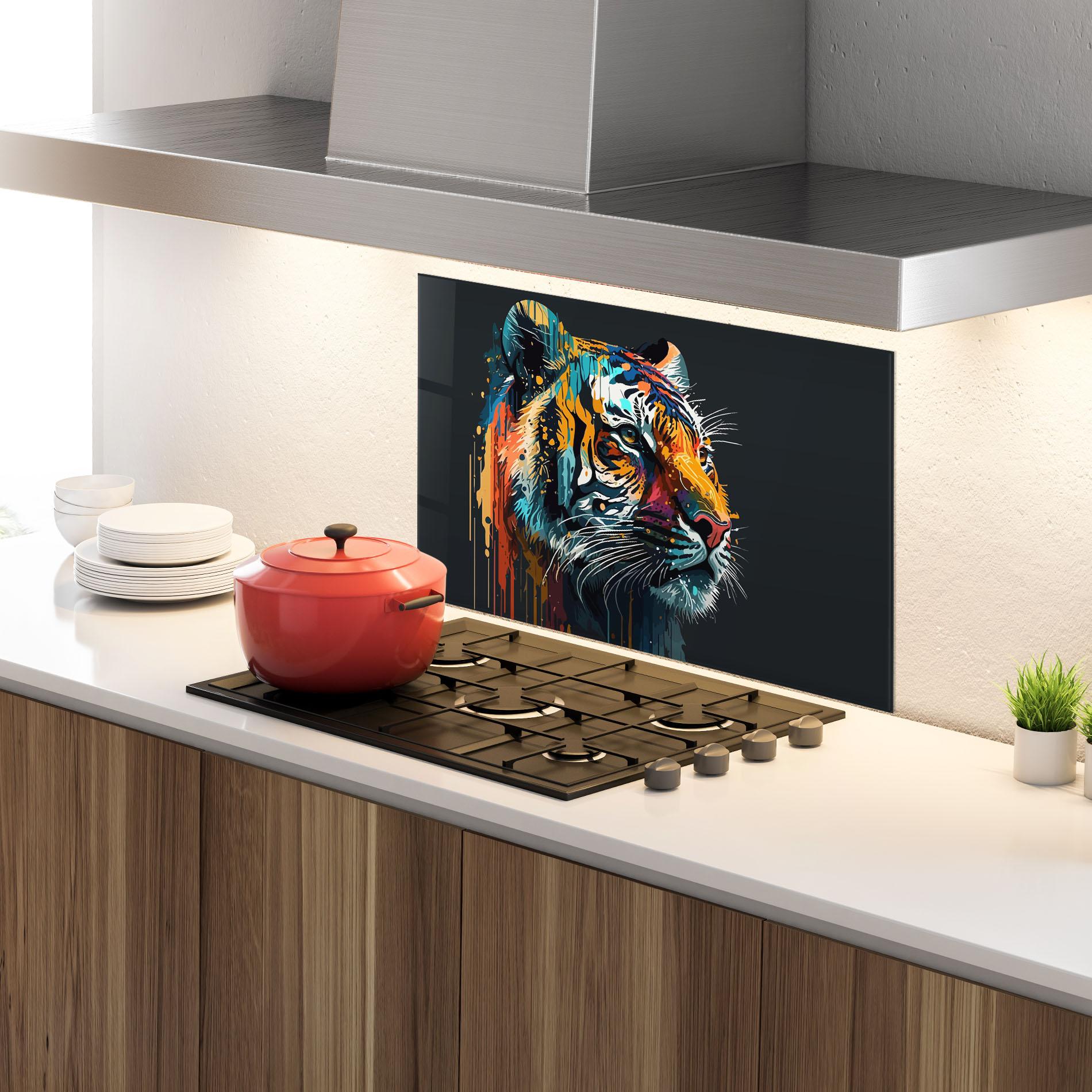 Küchenrückwand Glas Color Mix Tiger mockup 4