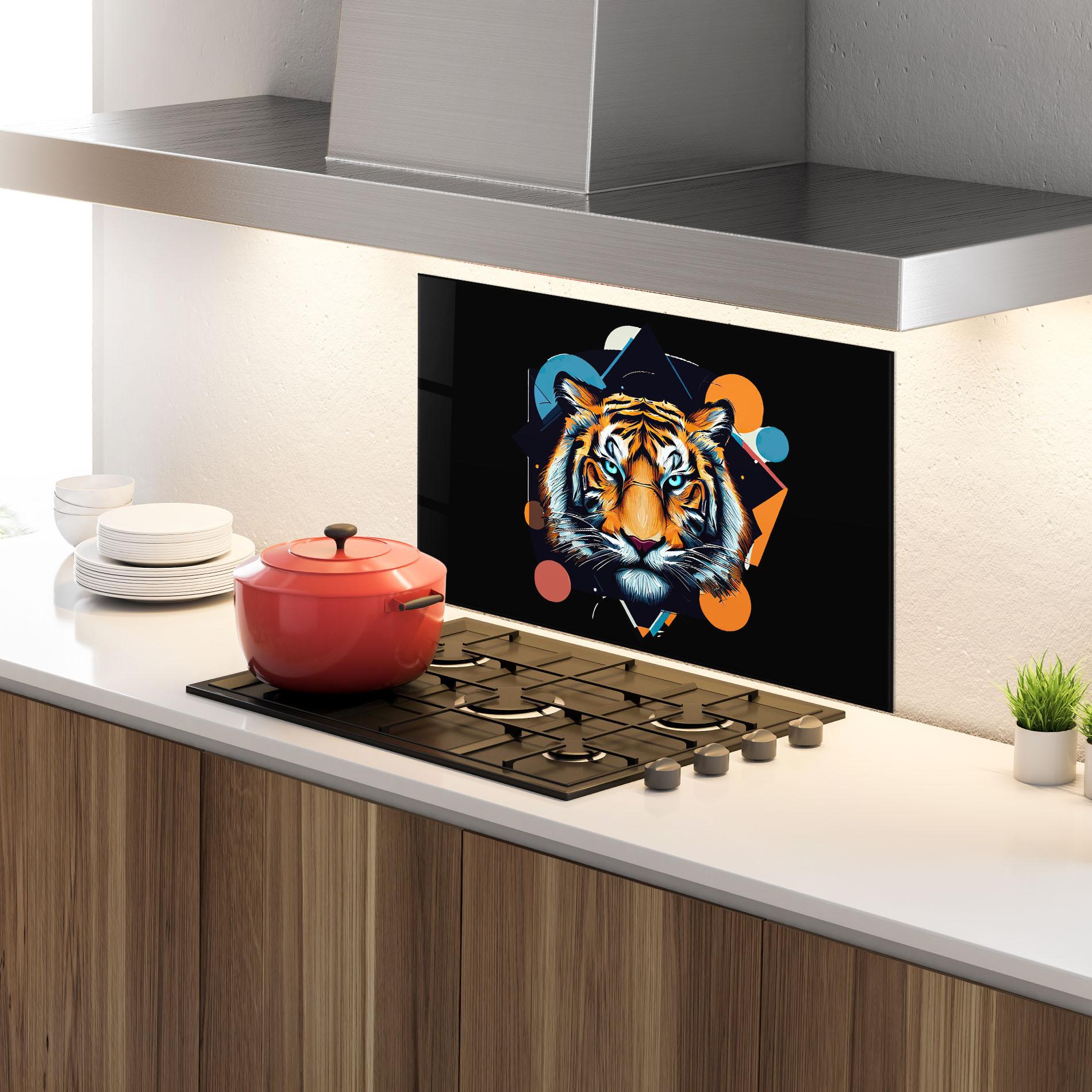 Küchenrückwand Glas Geometric Tiger mockup 4