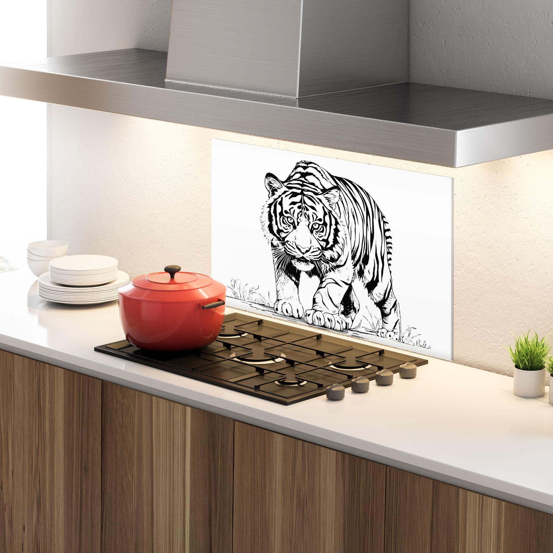 Küchenrückwand Glas Silent Tiger mockup 4