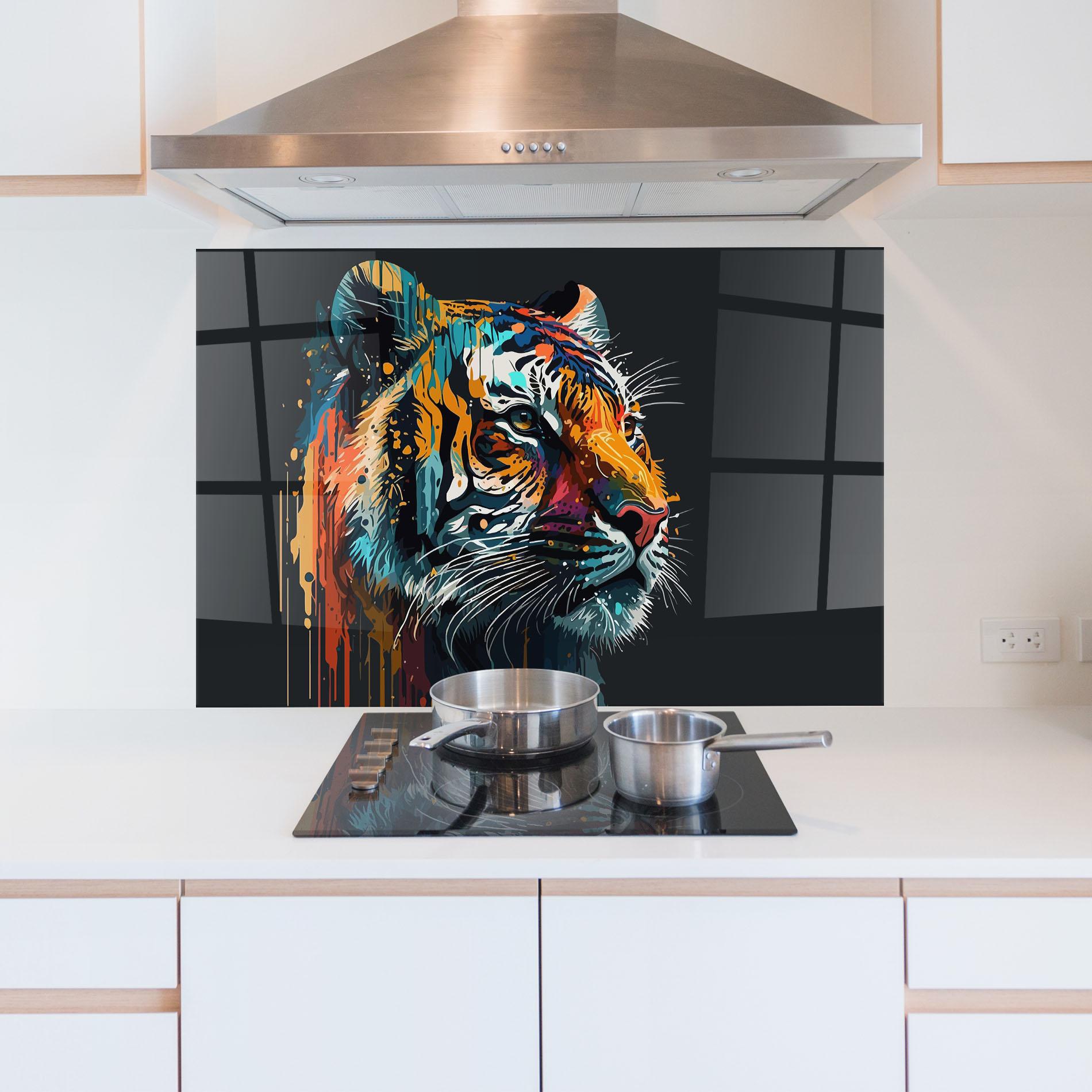 Küchenrückwand Glas Color Mix Tiger mockup 5