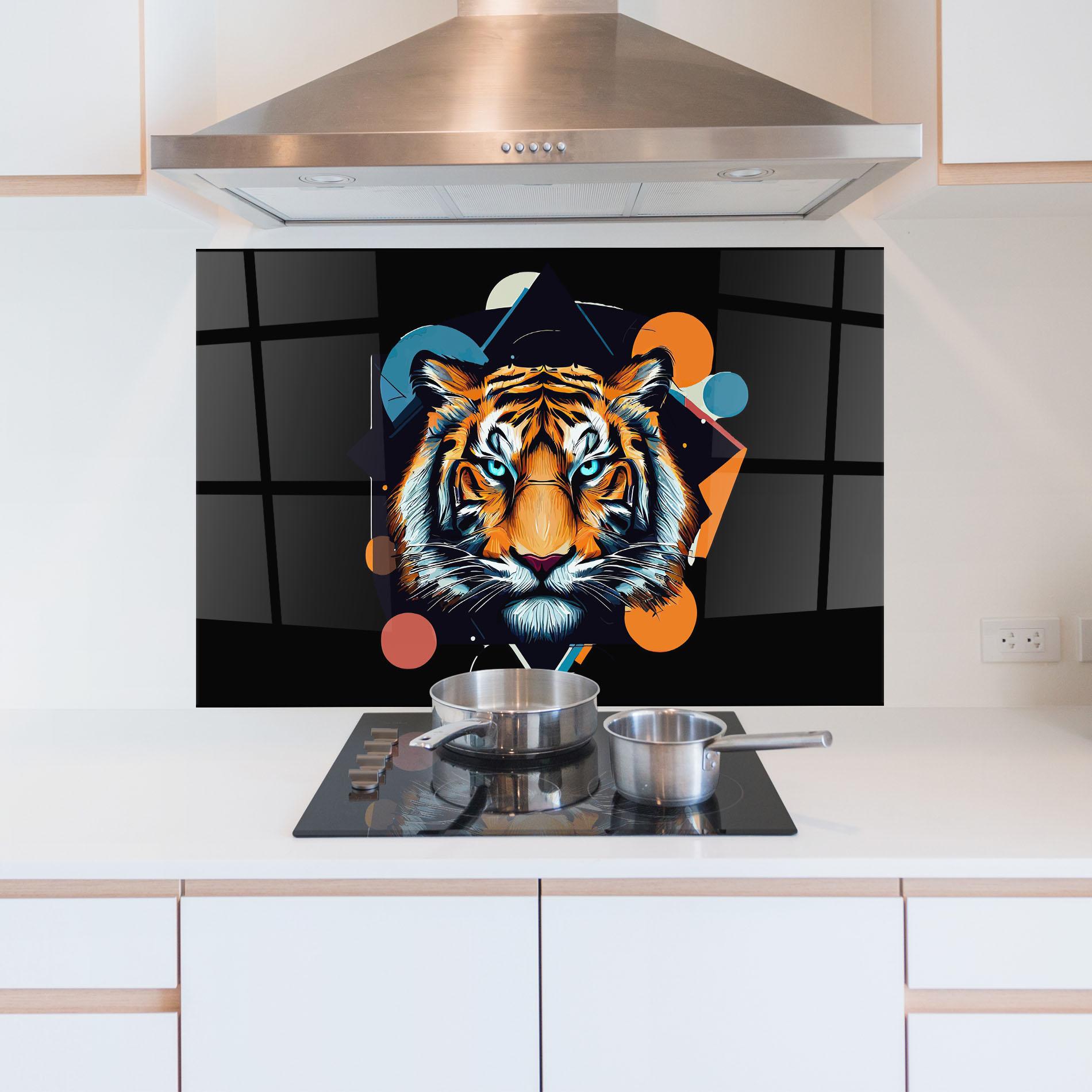 Küchenrückwand Glas Geometric Tiger mockup 5