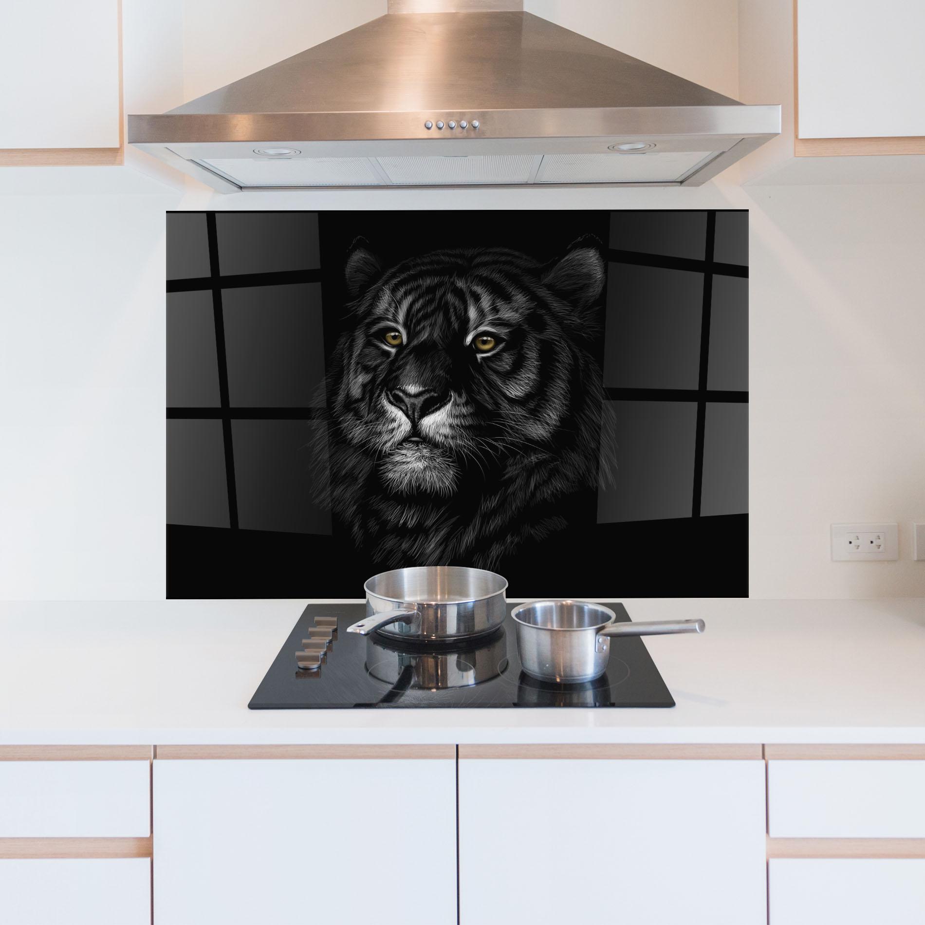 Küchenrückwand Glas Shadow Tiger mockup 5