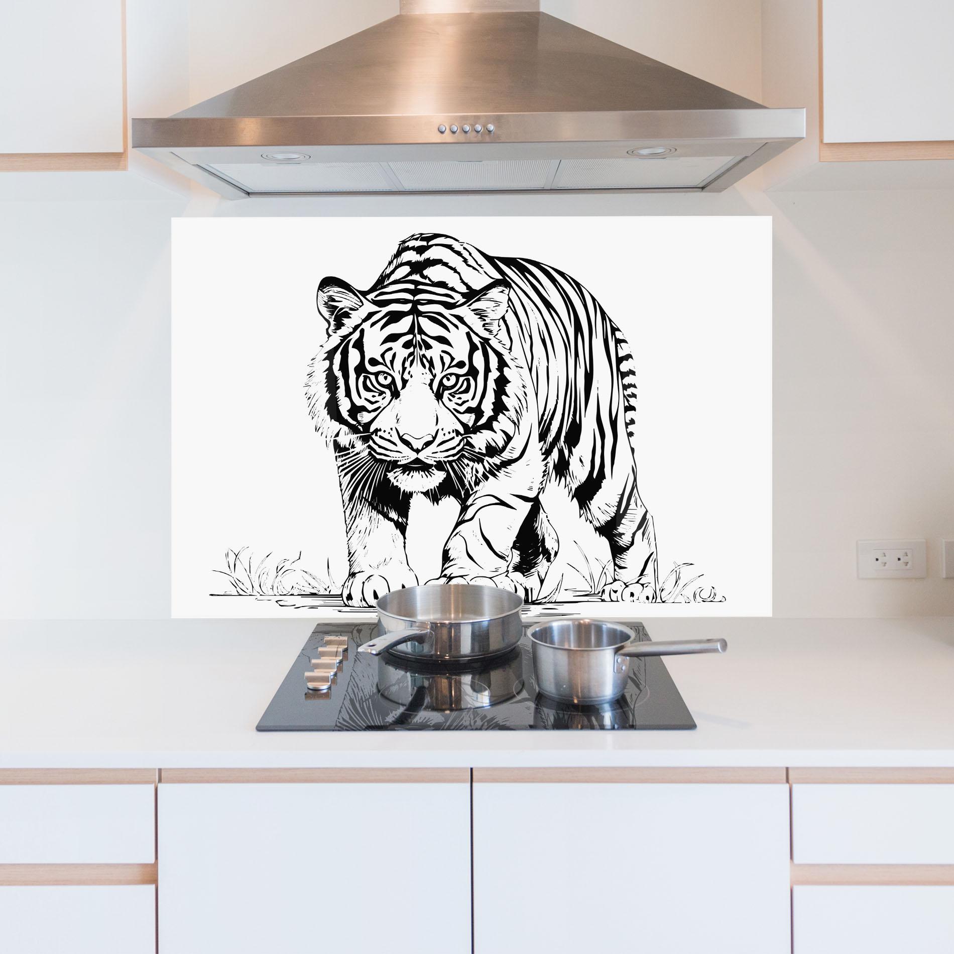 Küchenrückwand Glas Silent Tiger mockup 5