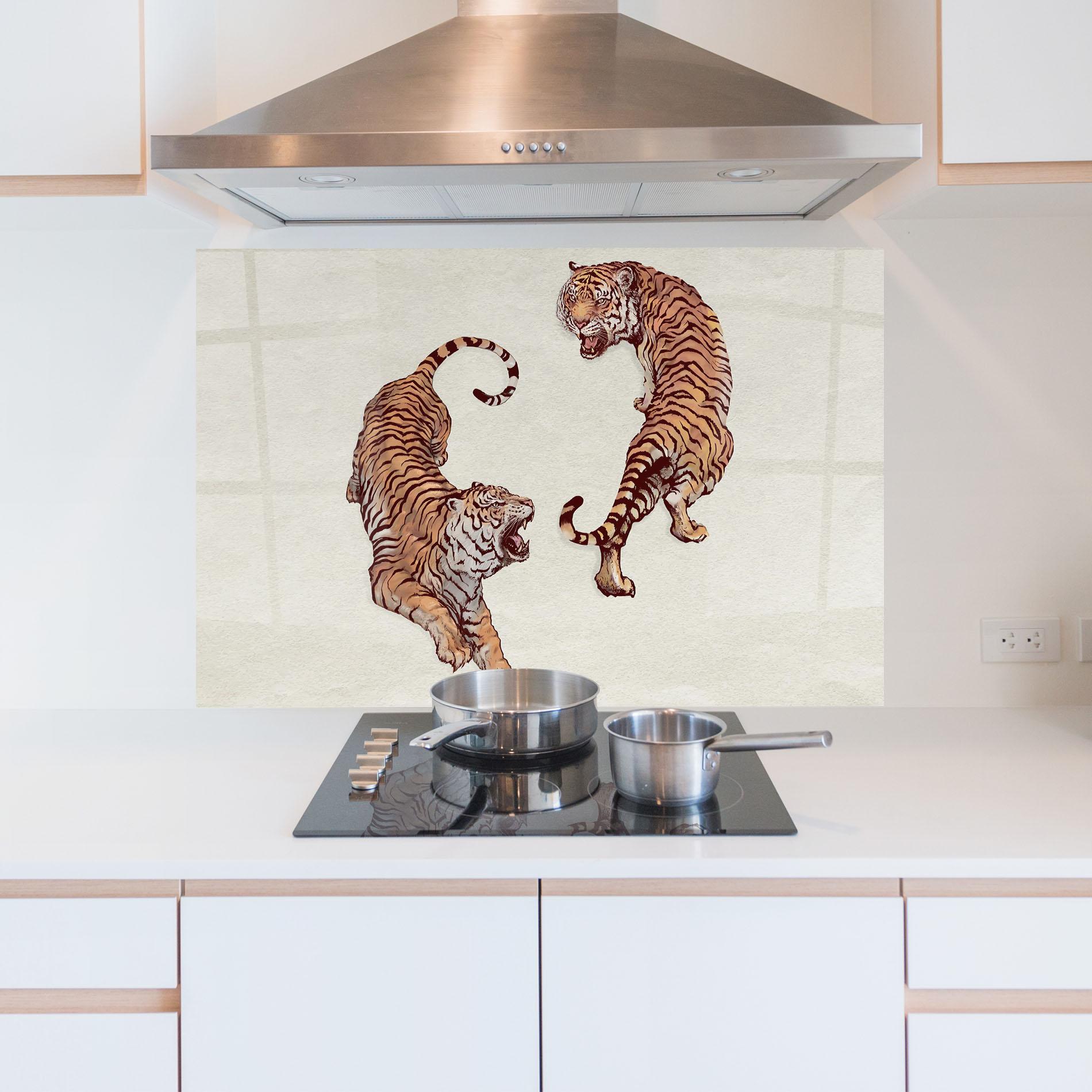 Küchenrückwand Glas Tiger Fight mockup 5