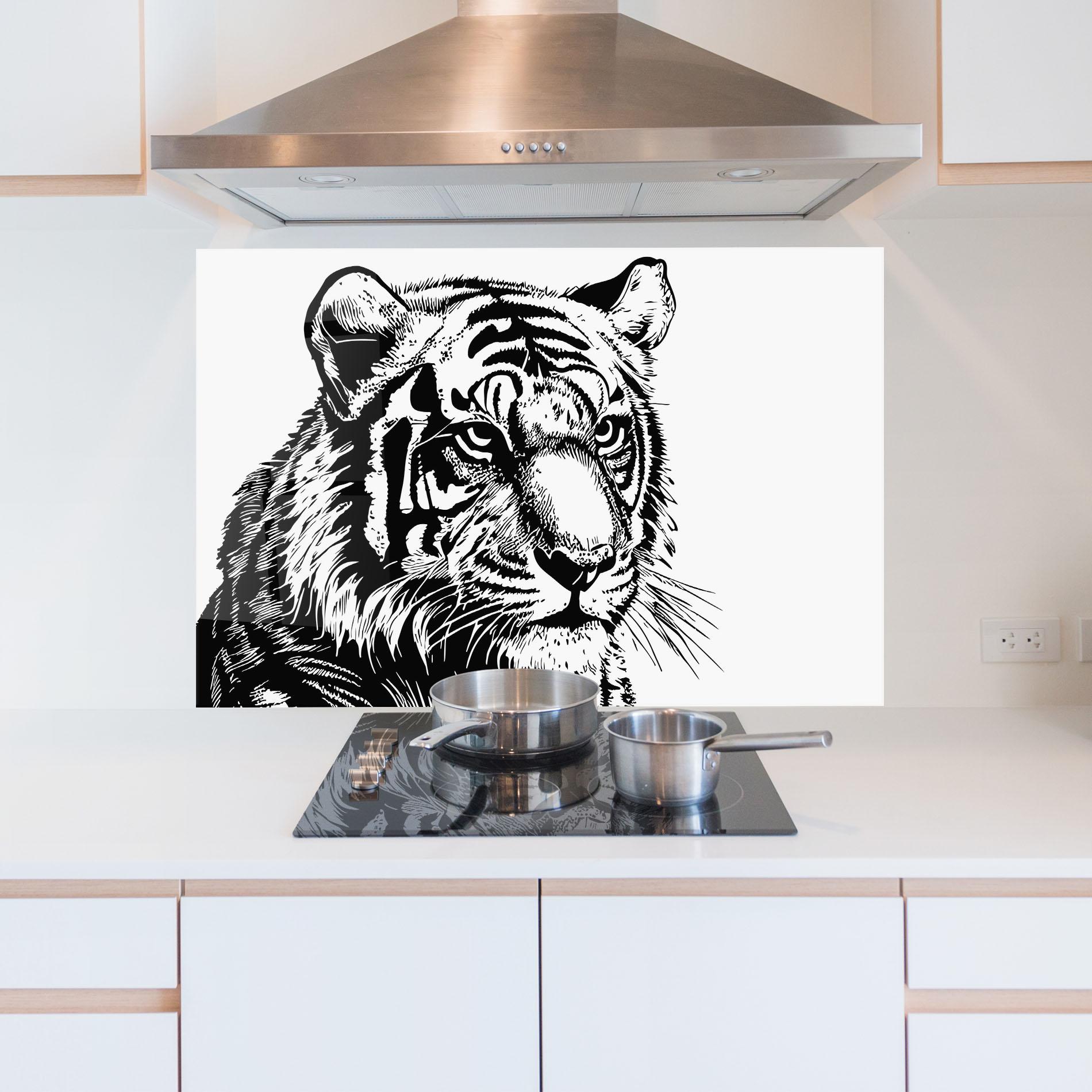Küchenrückwand Glas Tiger Head mockup 5