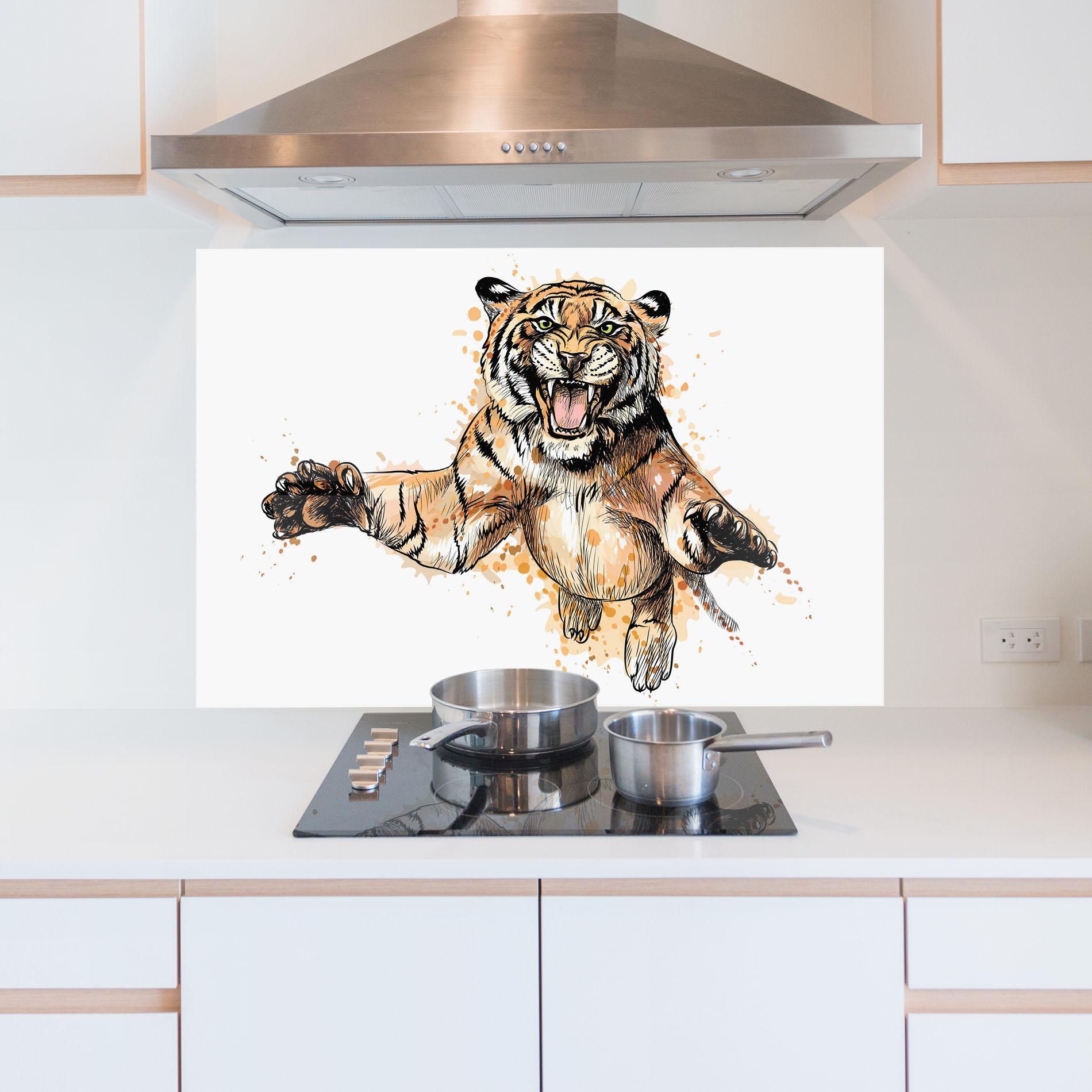 Küchenrückwand Glas Tiger Jump mockup 5