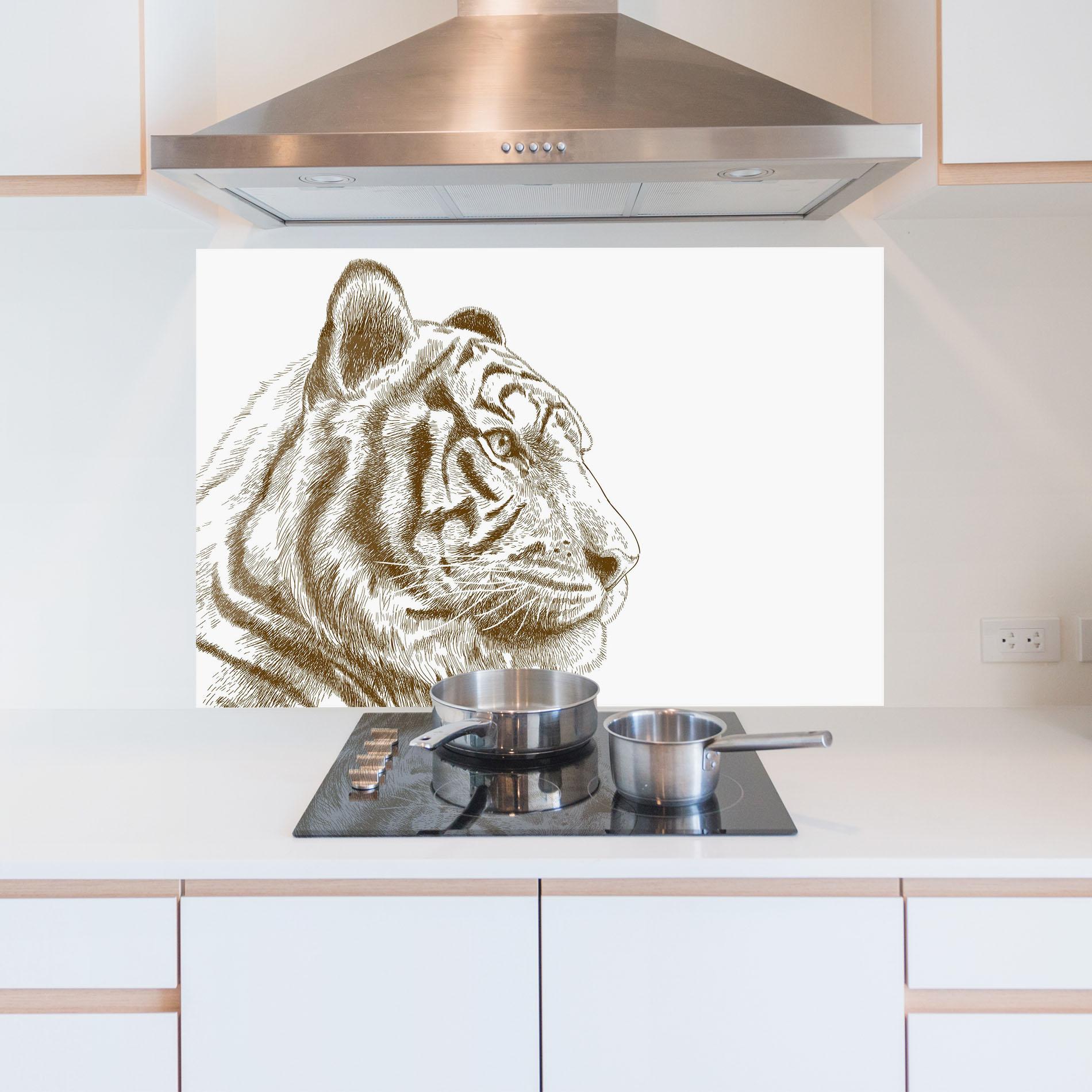Küchenrückwand Glas Tigerf Brown Head mockup 5