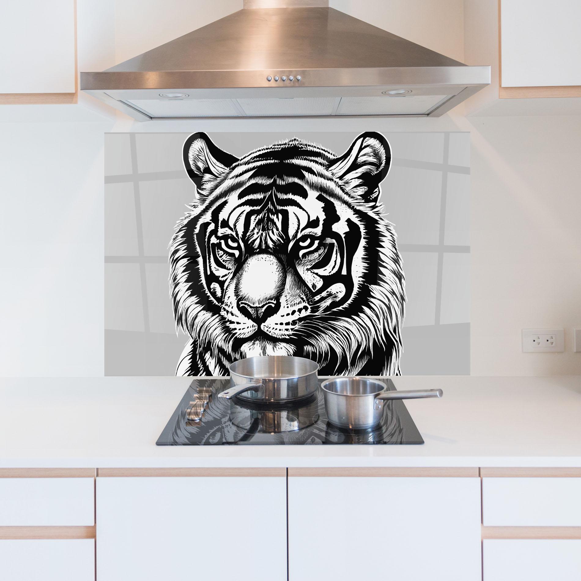 Küchenrückwand Glas White Tiger Grey mockup 5