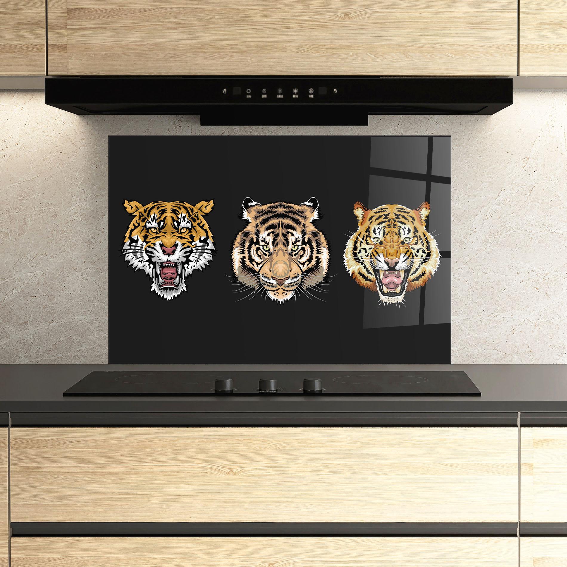 Küchenrückwand Glas 3 Tigers mockup 3