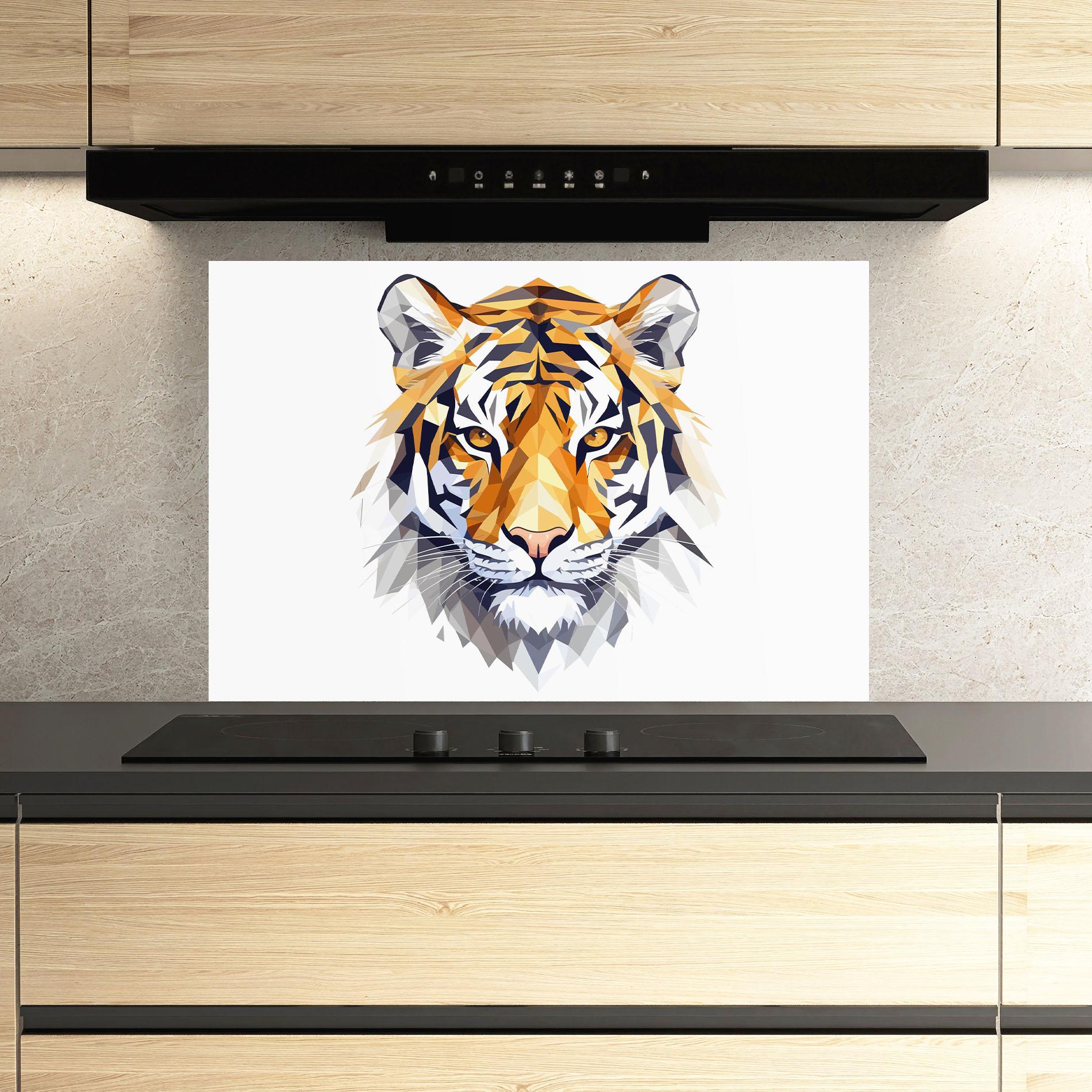 Küchenrückwand Glas Beautifu Tiger Portrait mockup 3