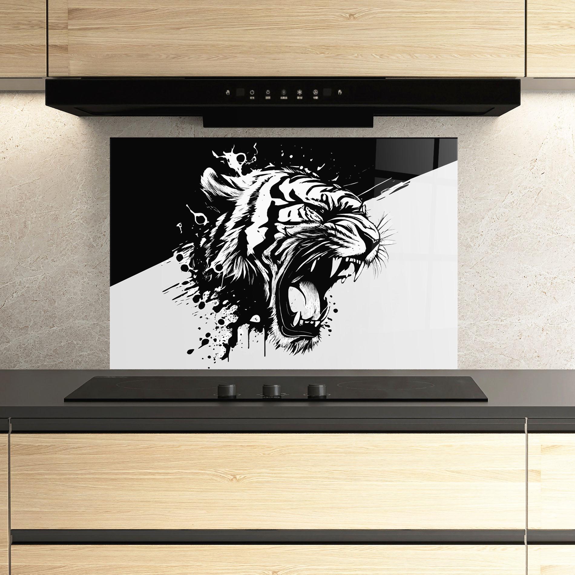Küchenrückwand Glas Black Grey Tiger mockup 3