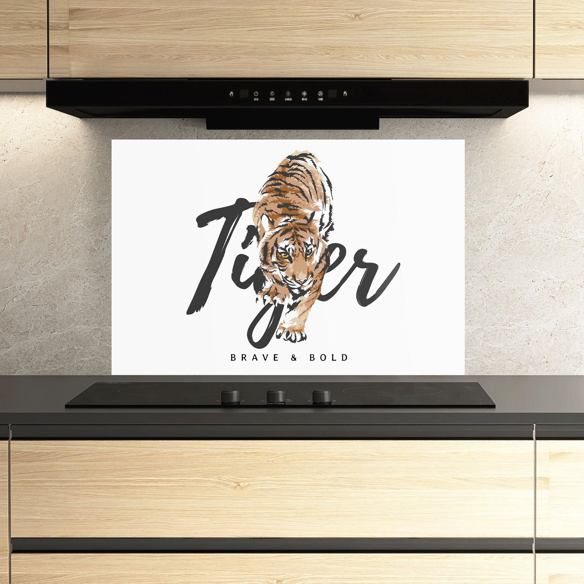 Küchenrückwand Glas Brave And Bold mockup 3