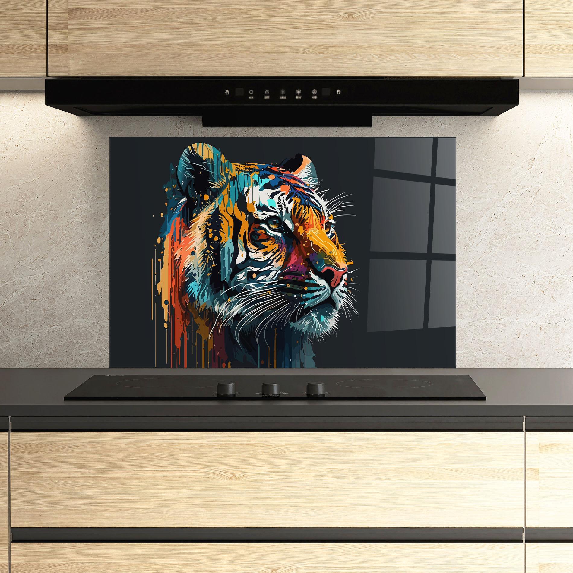 Küchenrückwand Glas Color Mix Tiger mockup 3