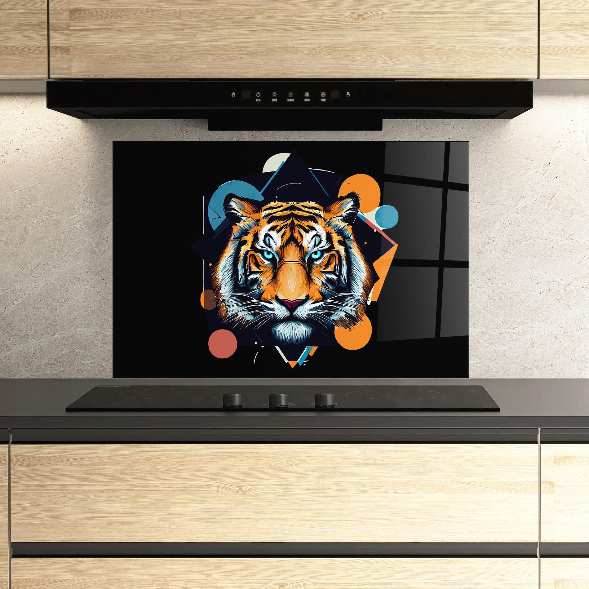 Küchenrückwand Glas Geometric Tiger mockup 3