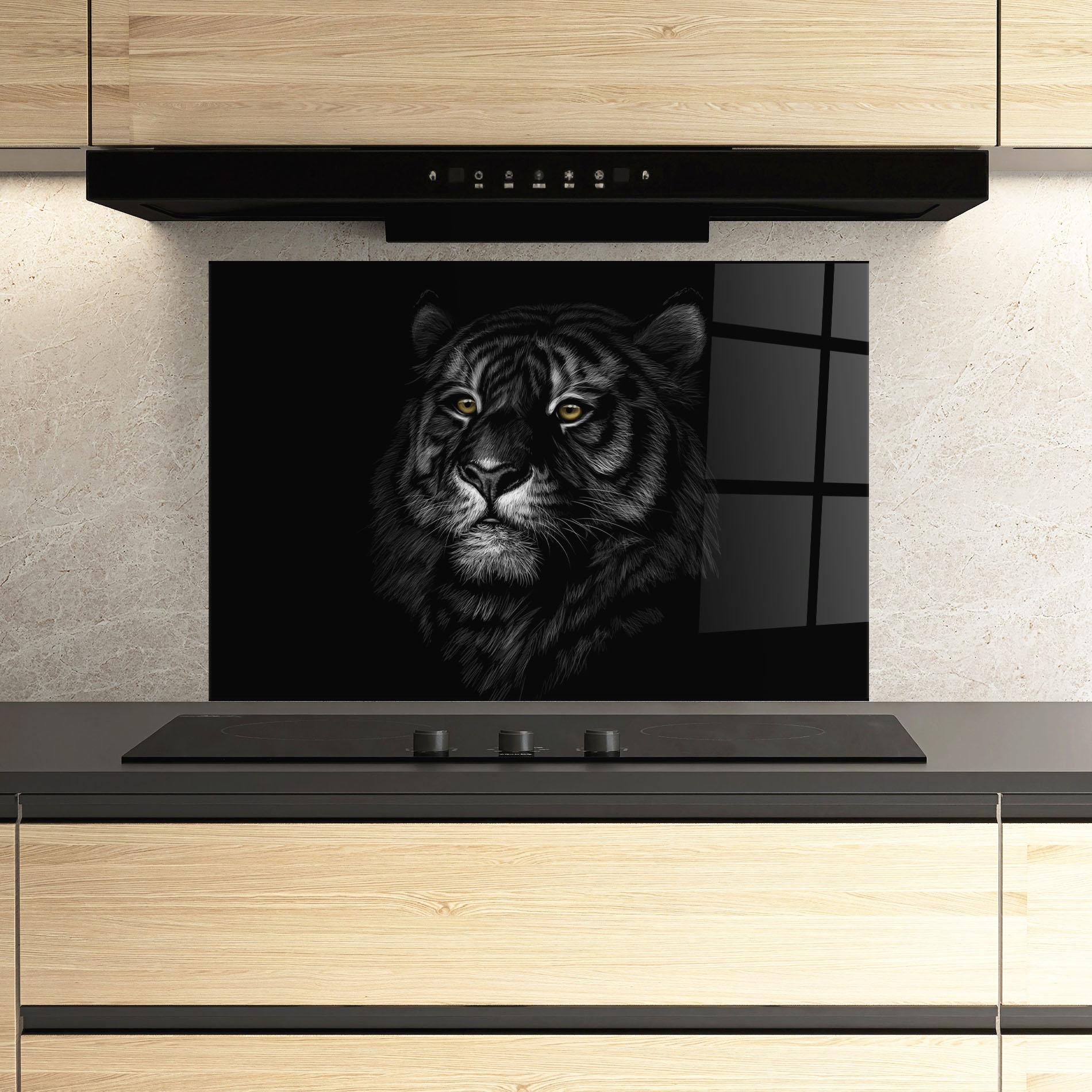 Küchenrückwand Glas Shadow Tiger mockup 3