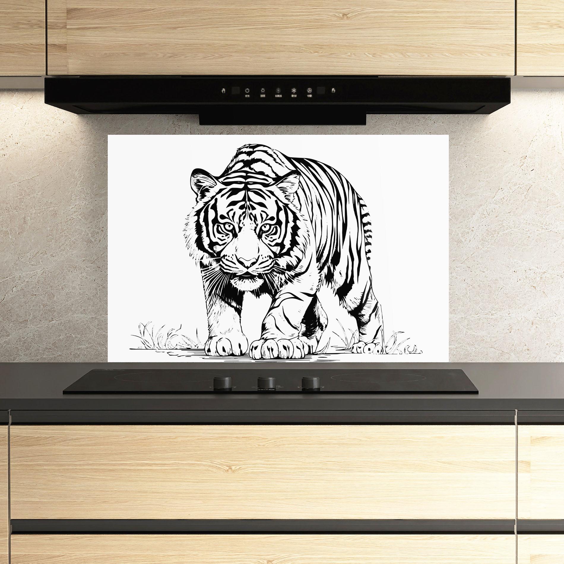 Küchenrückwand Glas Silent Tiger mockup 3