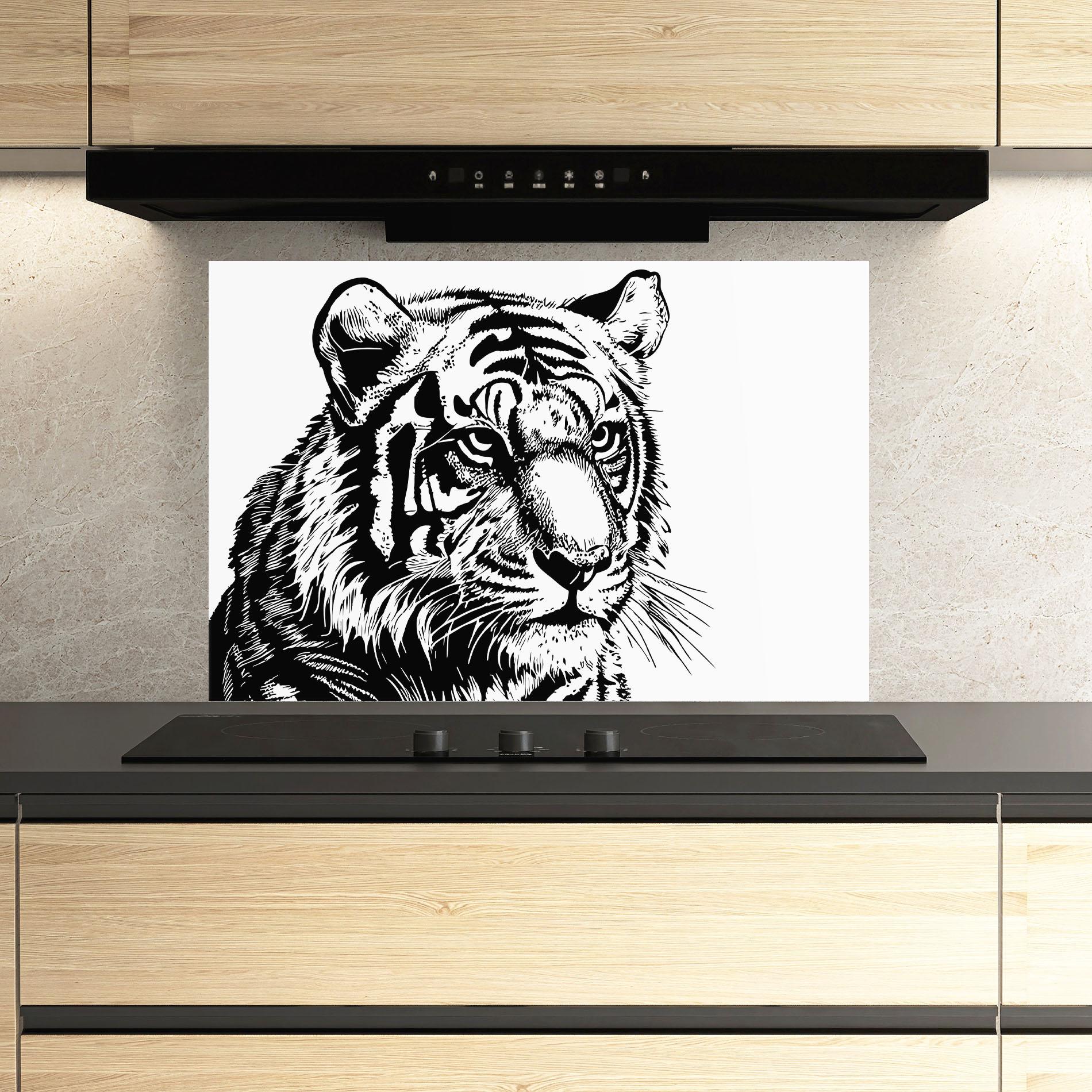 Küchenrückwand Glas Tiger Head mockup 3
