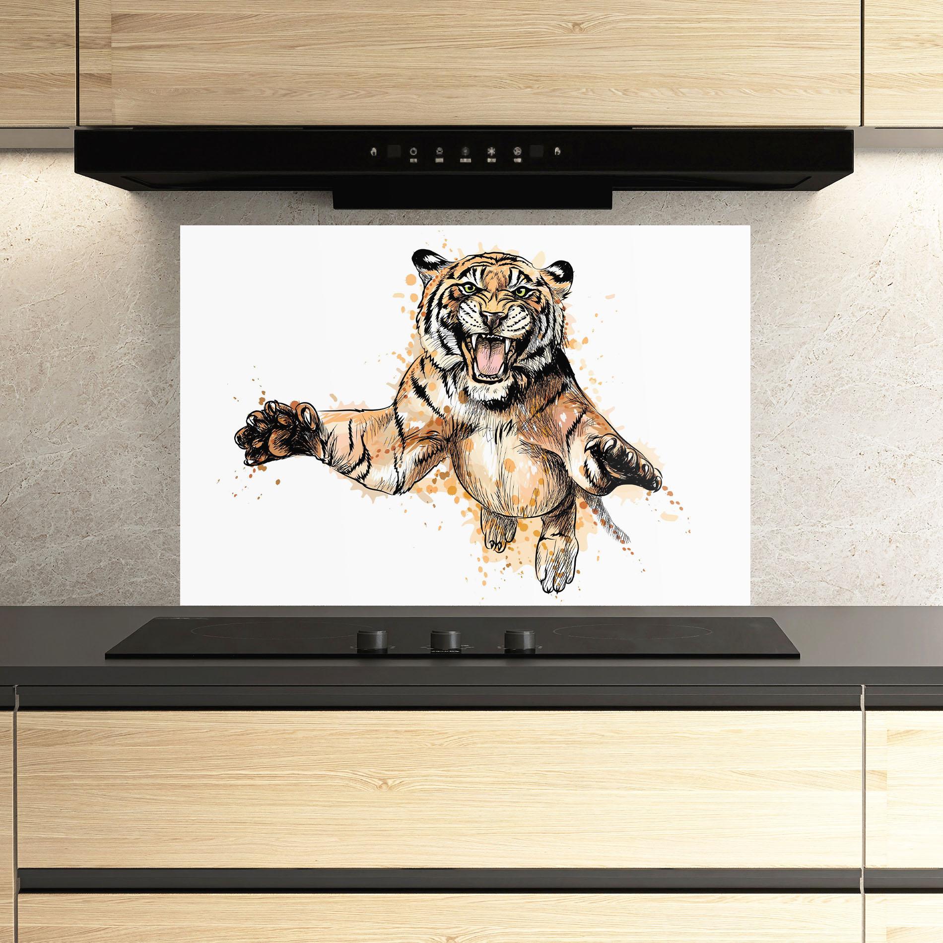 Küchenrückwand Glas Tiger Jump mockup 3
