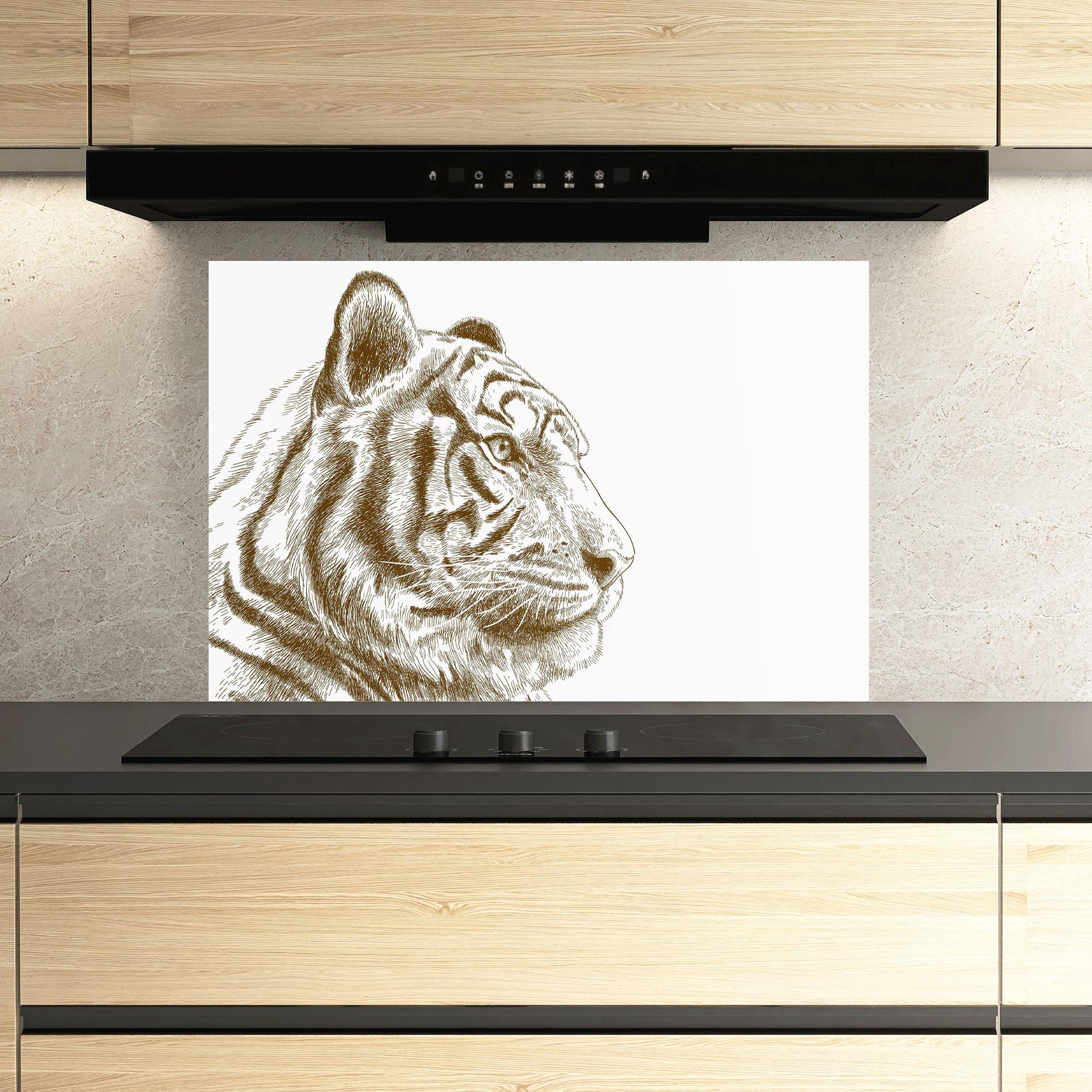 Küchenrückwand Glas Tigerf Brown Head mockup 3