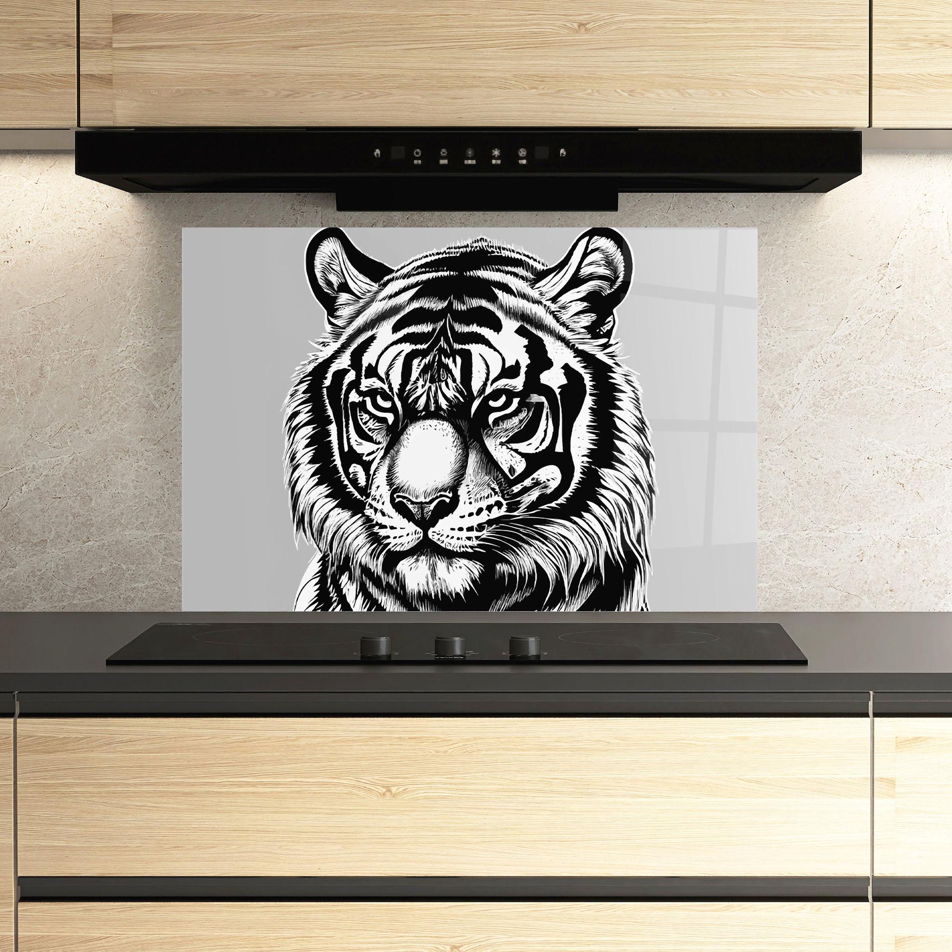 Küchenrückwand Glas White Tiger Grey mockup 3