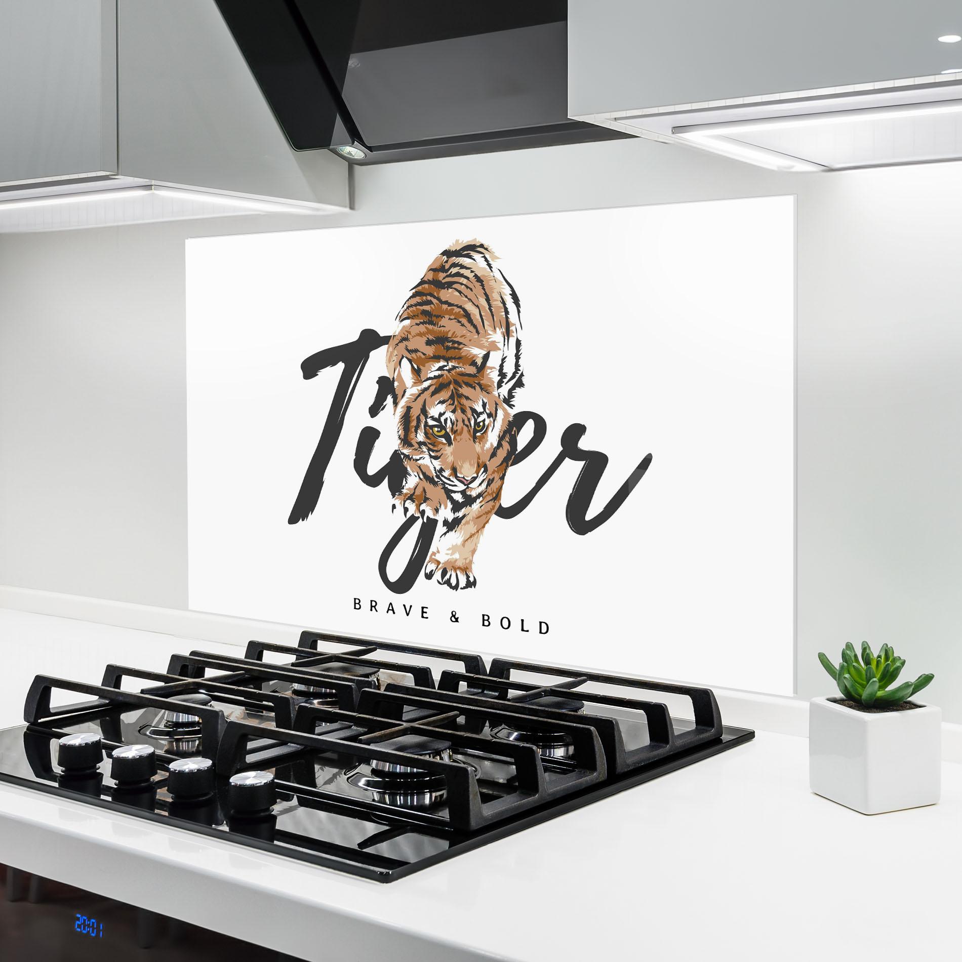 Küchenrückwand Glas Brave And Bold mockup 6