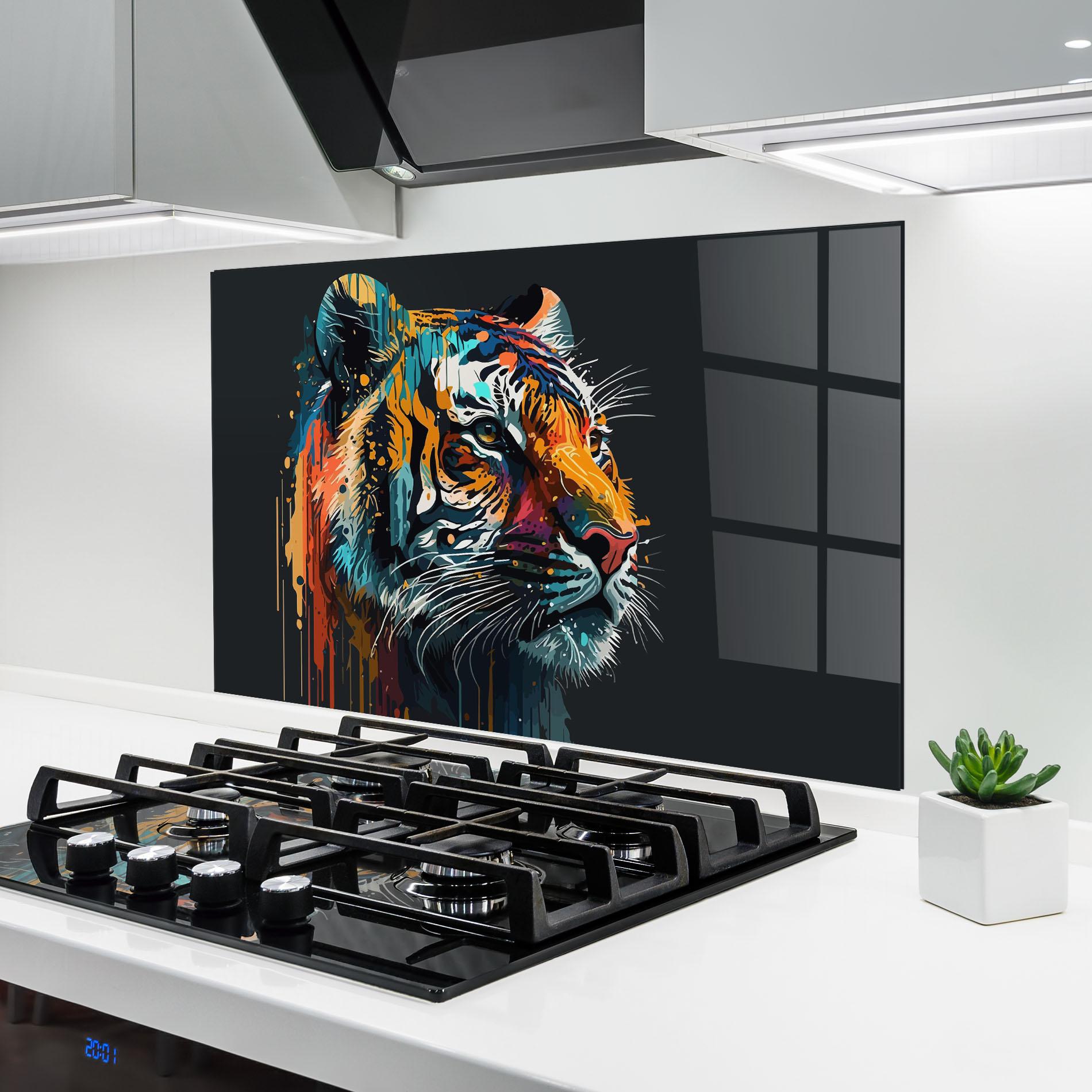 Küchenrückwand Glas Color Mix Tiger mockup 6