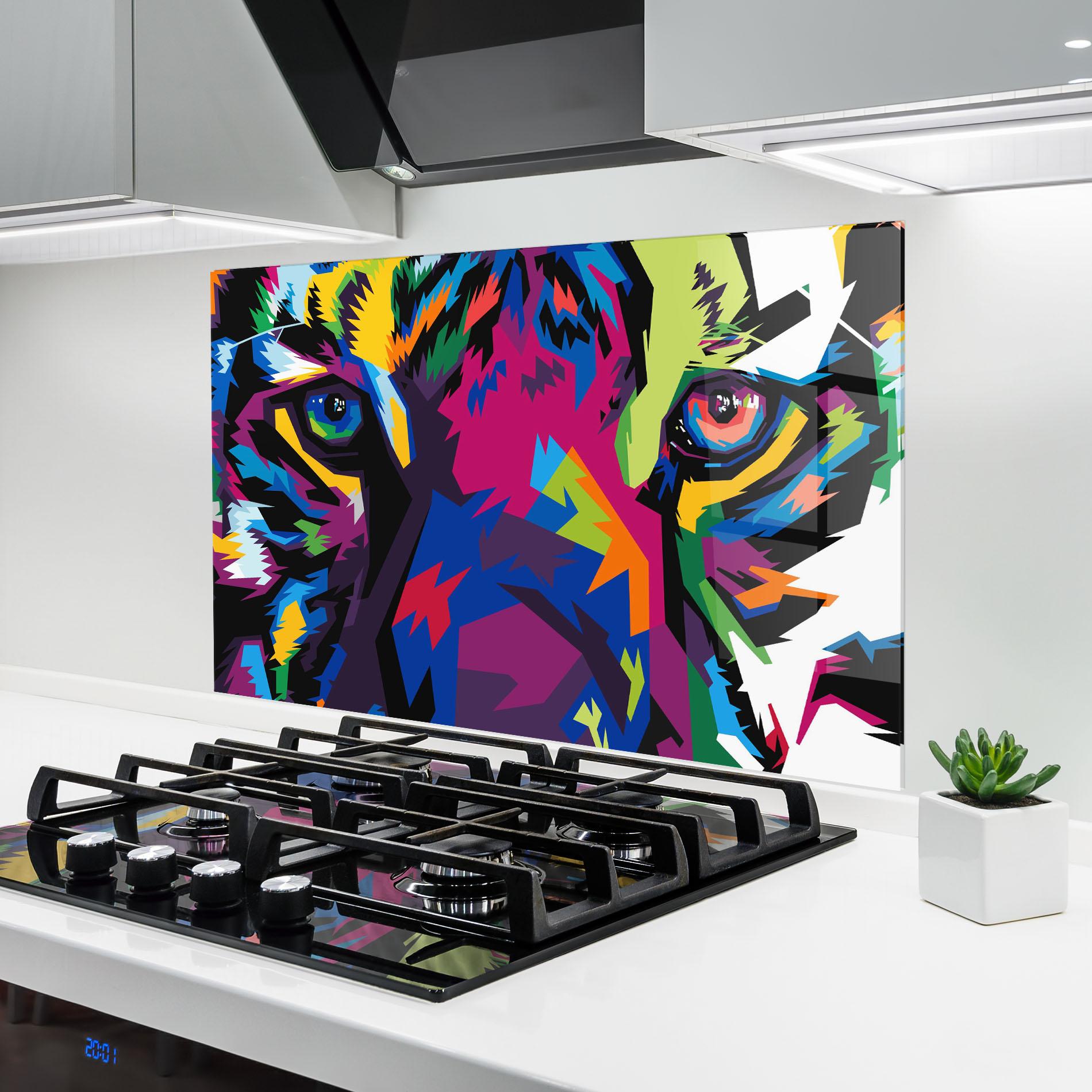 Küchenrückwand Glas Colourul Tiger Eyes mockup 6